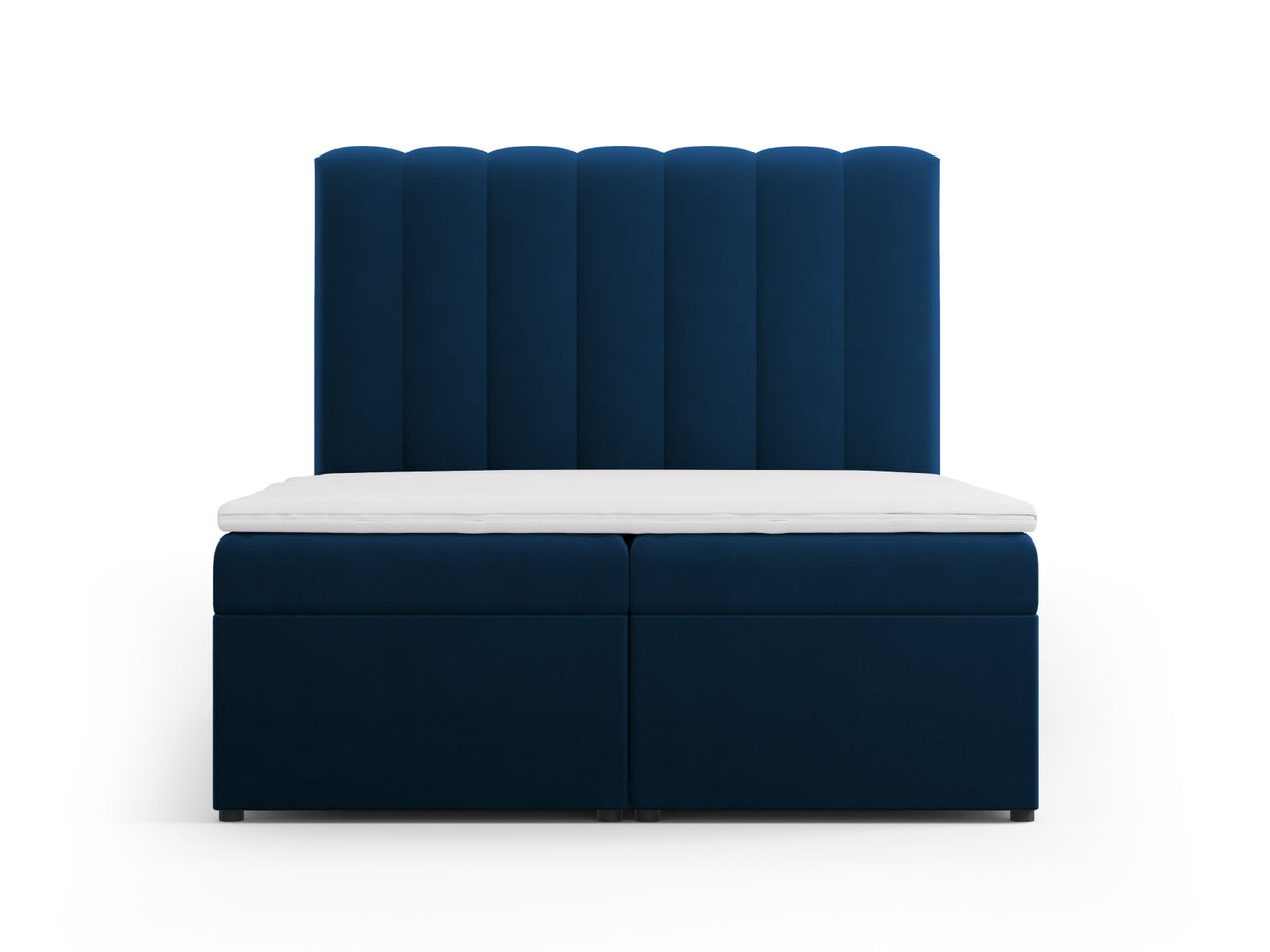 Kelp Boxspringbett Set 140cm: Headboard + Box Springs/Matratze + Matratze Topper in Royal Blue-Bluvel präsentiert im Onlineshop von KAQTU Design AG. Bett ist von Micadoni