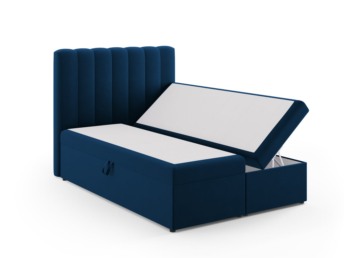 Kelp Boxspringbett Set 140cm: Headboard + Box Springs/Matratze + Matratze Topper in Royal Blue-Bluvel präsentiert im Onlineshop von KAQTU Design AG. Bett ist von Micadoni
