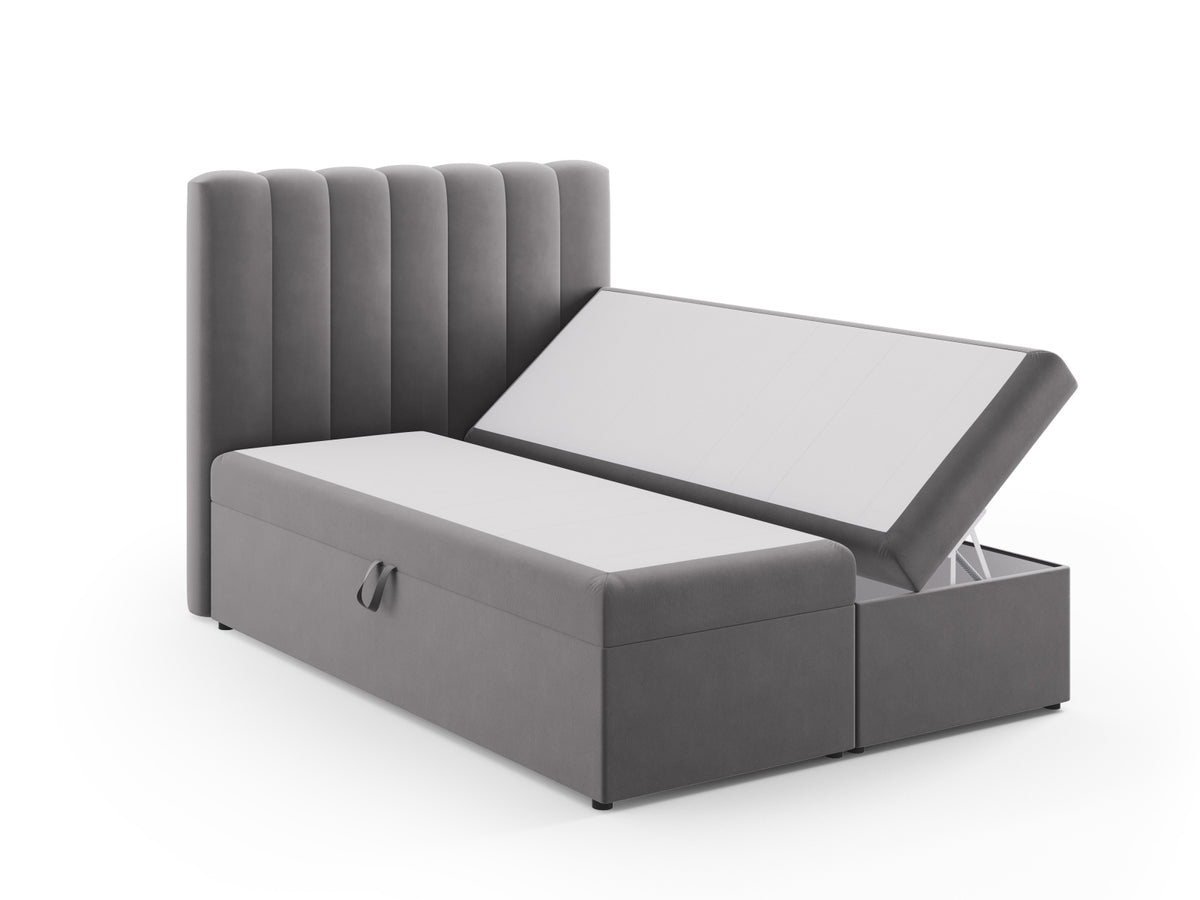 Kelp Boxspringbett Set 140cm: Headboard + Box Springs/Matratze + Matratze Topper in Grey-Bluvel präsentiert im Onlineshop von KAQTU Design AG. Bett ist von Micadoni