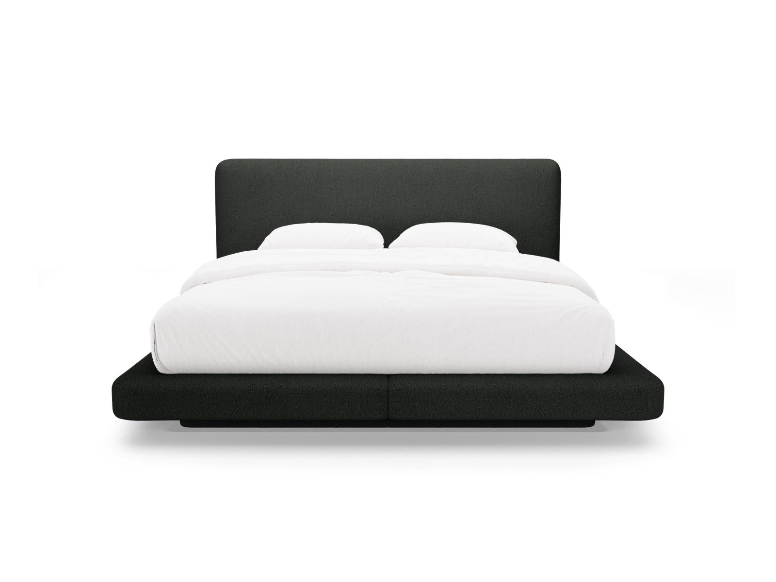Elegantes Linea Bett mit 160 cm Kopfteil in stilvollem Black-Baloo, ideal für moderne Schlafzimmer, erhältlich bei KAQTU Design AG.