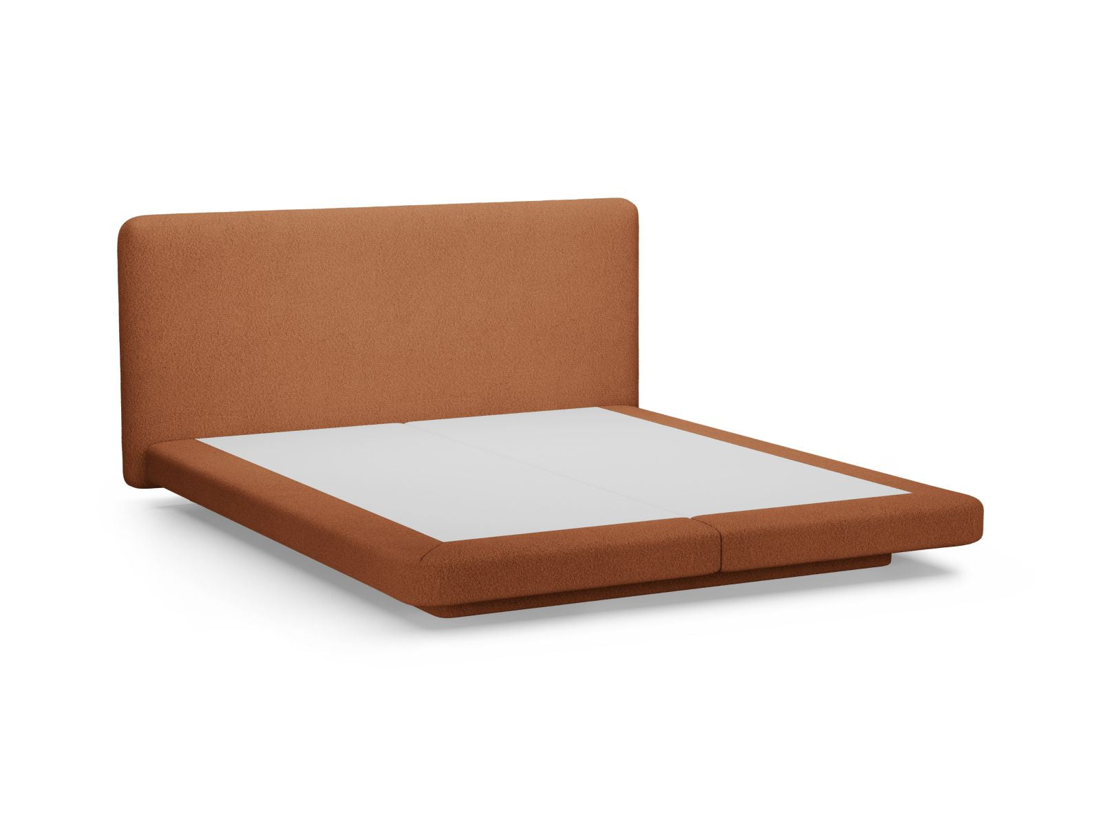 Elegantes Linea Bett mit 160 cm Kopfteil in sanftem Terracotta, ideal für ein modernes und einladendes Schlafzimmer von Micadoni.