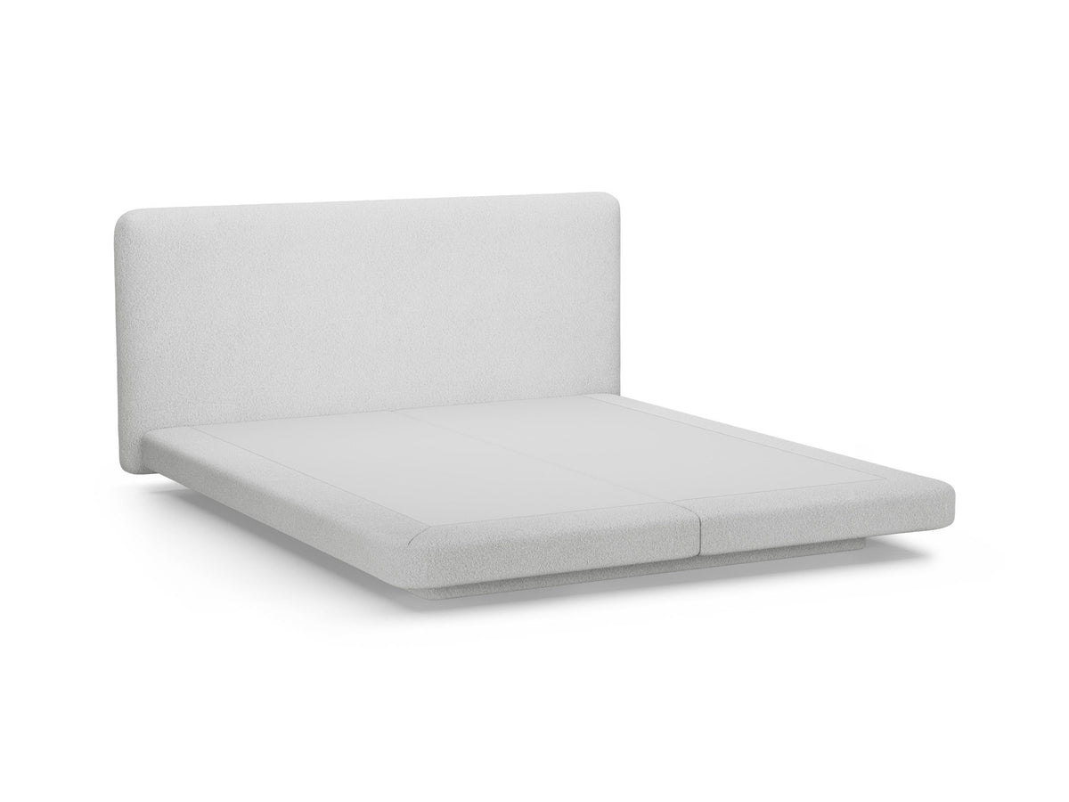 Micadoni Linea Bett mit gepolstertem Kopfteil aus Samtstoff, Gestell aus Möbelplatte, schwarzen Kunststoffbeinen, Grösse 160 x 200 cm.