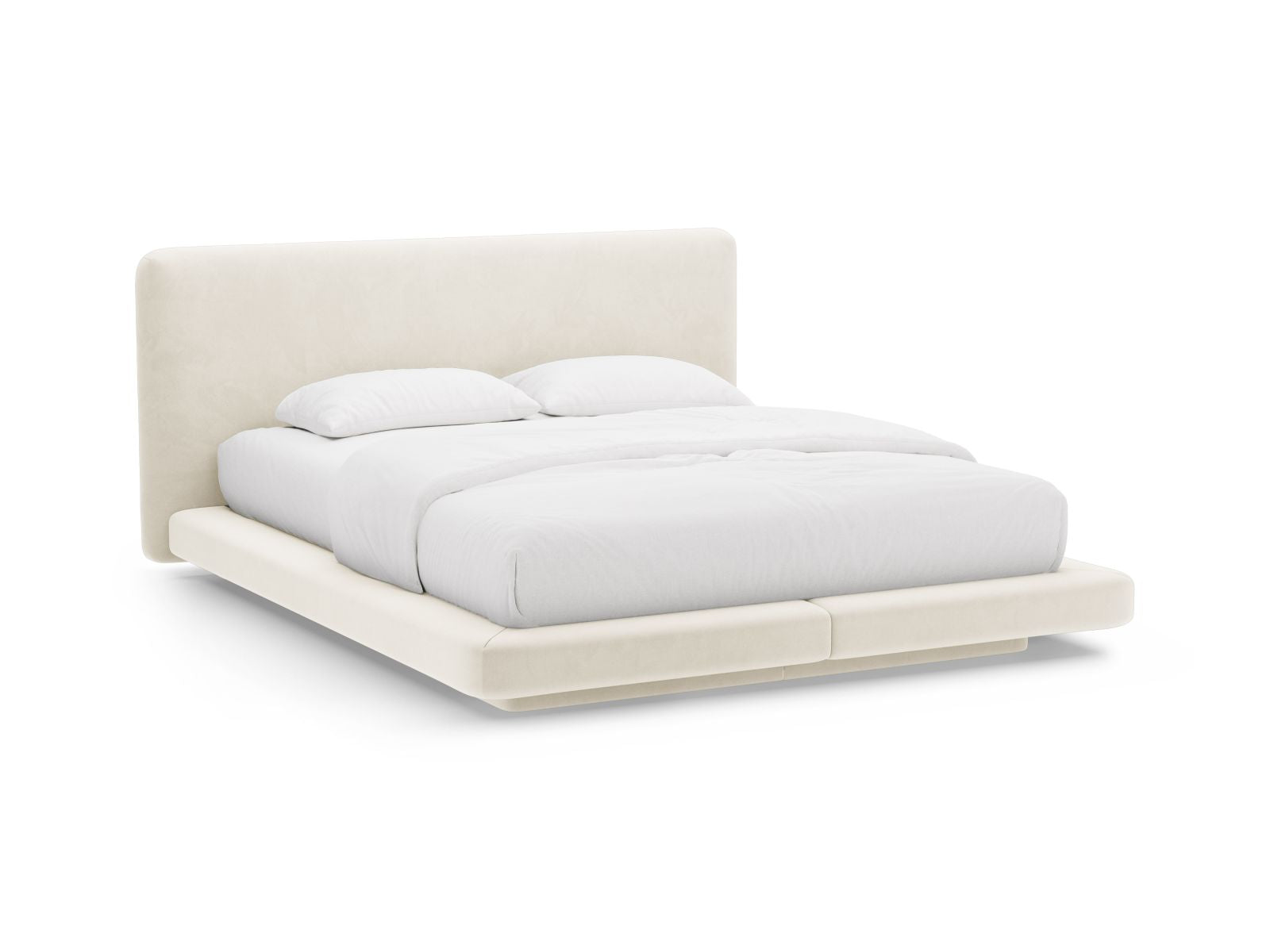 Linea Bett mit Kopfteil 160cm in Ivory-Magic Velvet präsentiert im Onlineshop von KAQTU Design AG. Bett ist von Micadoni