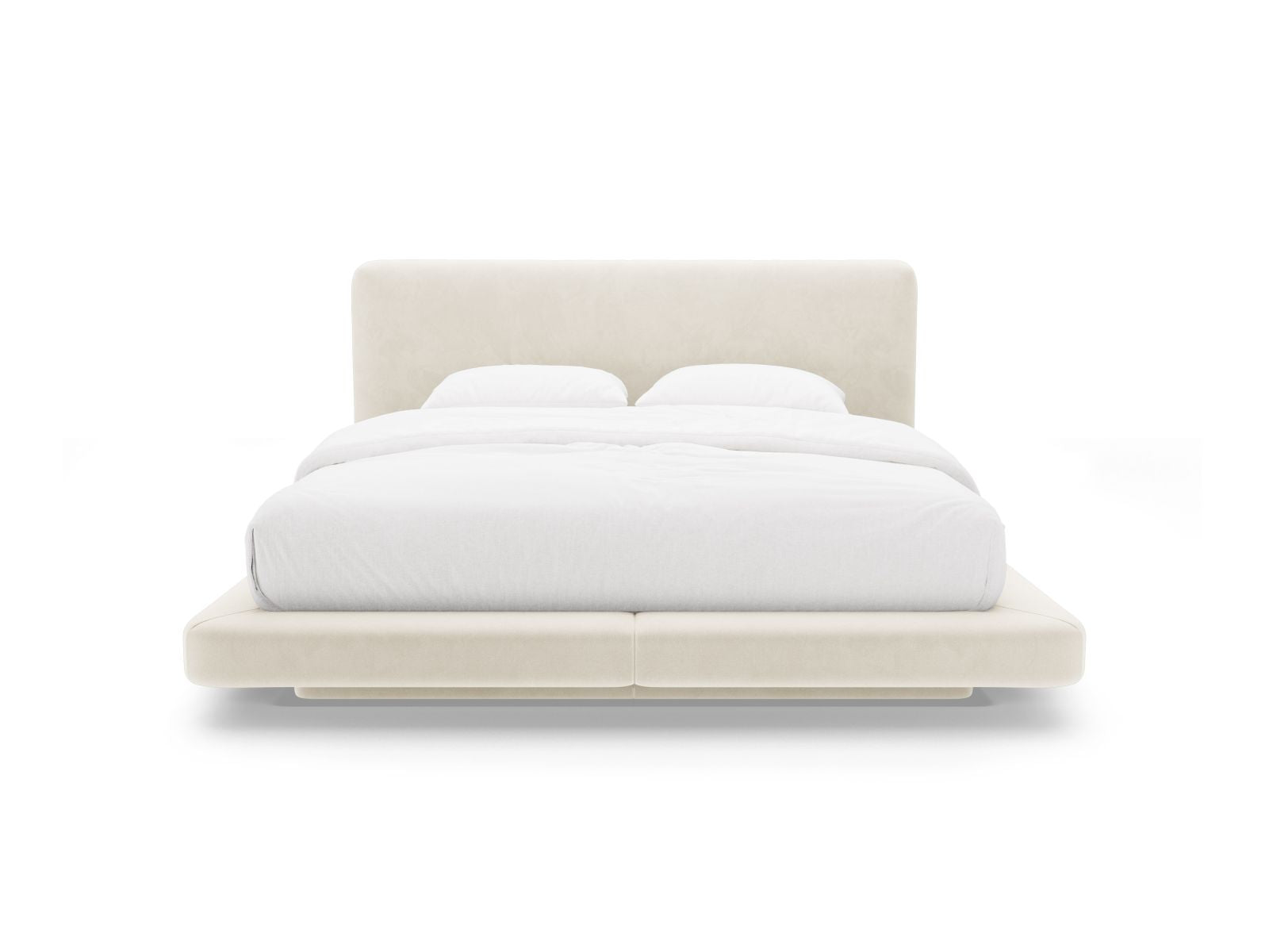 Elegantes Linea Bett mit 160 cm Kopfteil in Ivory-Magic Velvet, stilvoll und komfortabel, ideal für moderne Schlafzimmer.