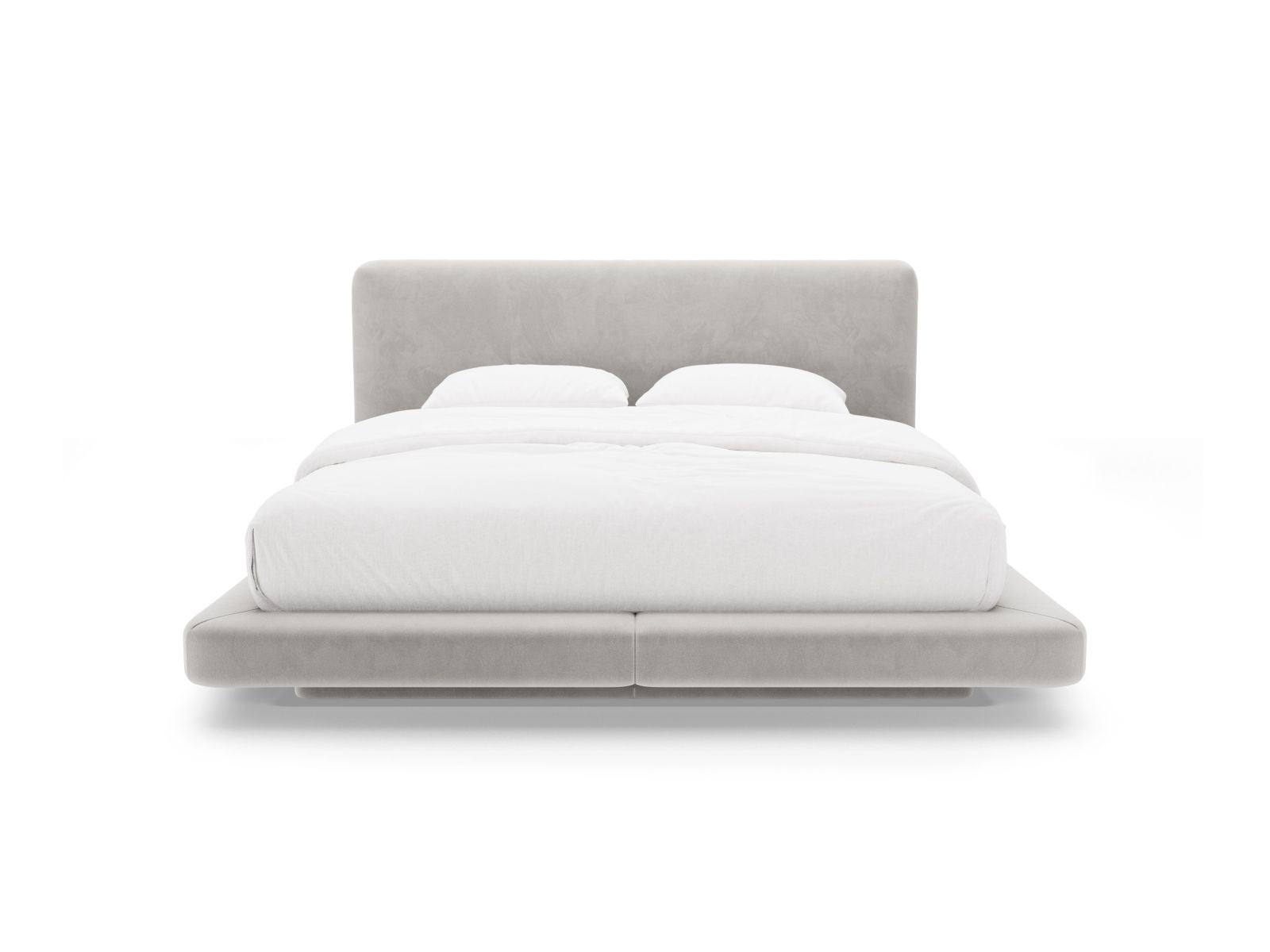 Elegantes Linea Bett mit 160 cm Kopfteil in Light Grey-Magic Velvet, stilvoll und modern, ideal für jedes Schlafzimmer.