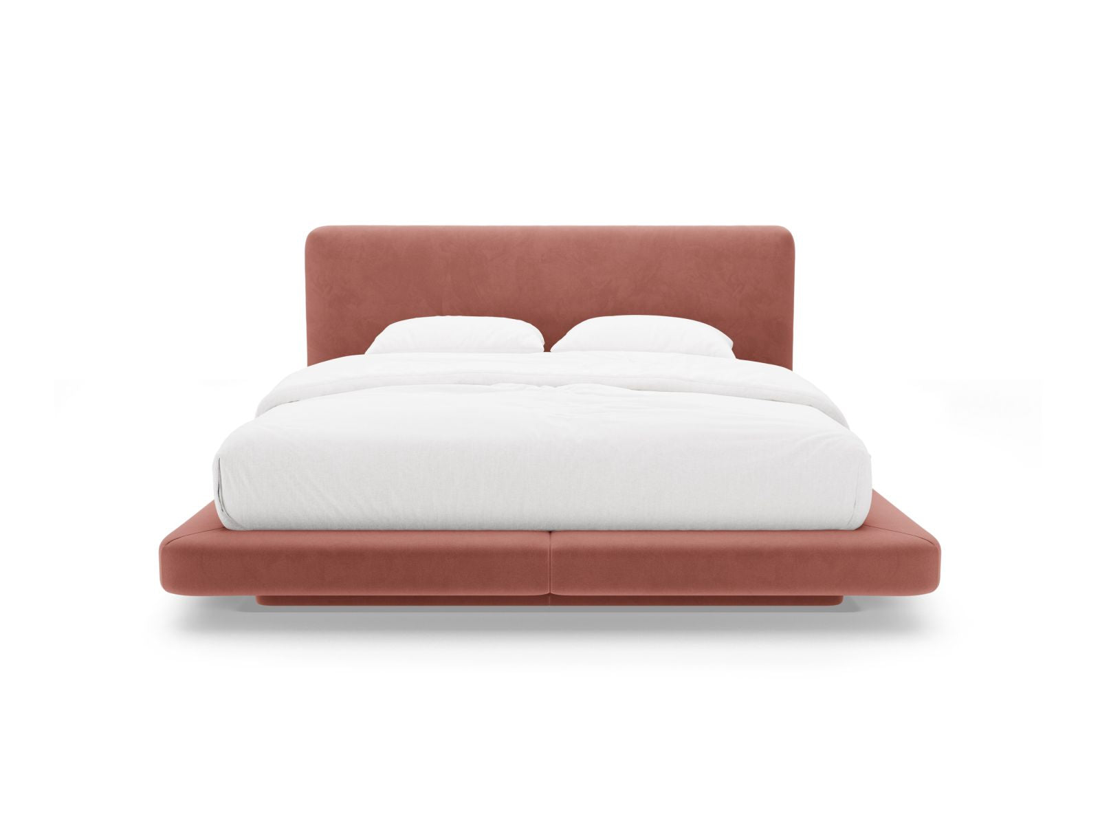 Elegantes Linea Bett mit 160 cm Kopfteil in Pink-Magic Velvet, stilvoll und modern, ideal für jedes Schlafzimmer von Micadoni.