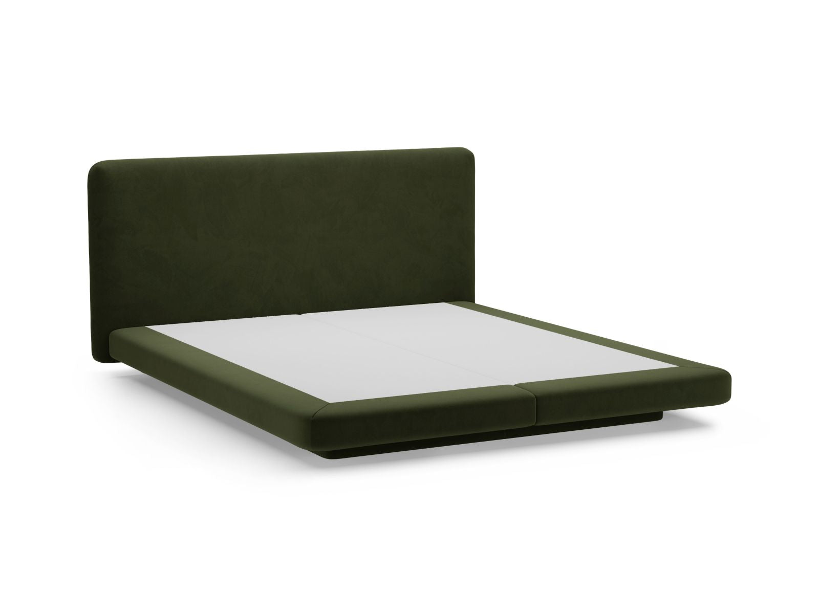 Elegantes Linea Bett in Army Green-Magic Velvet, 160 cm Kopfteil, ideal für ein zeitgemäßes und stilvolles Schlafzimmer von Micadoni.