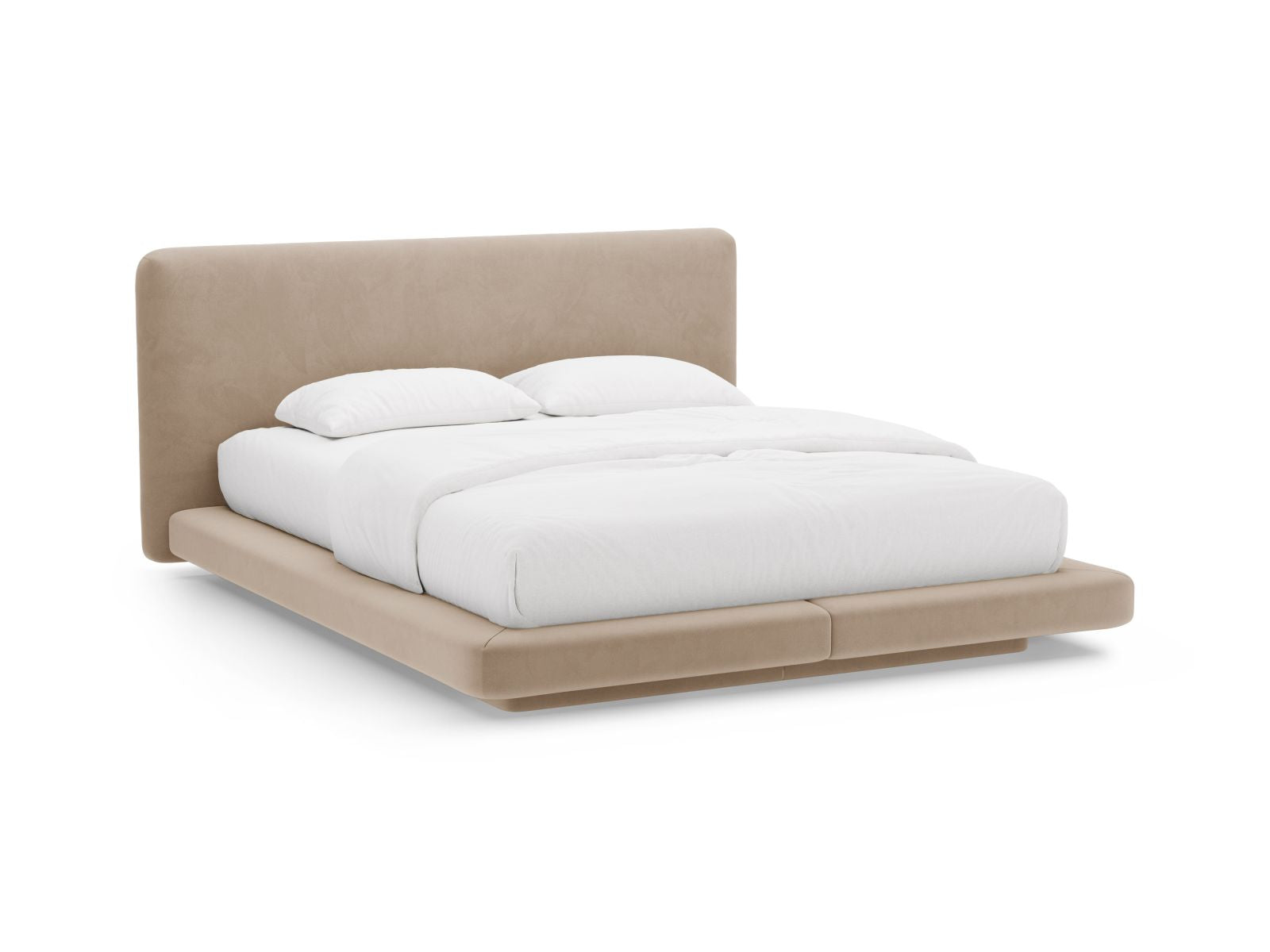 Linea Bett mit Kopfteil 160cm in Almond Beige-Magic Velvet präsentiert im Onlineshop von KAQTU Design AG. Bett ist von Micadoni