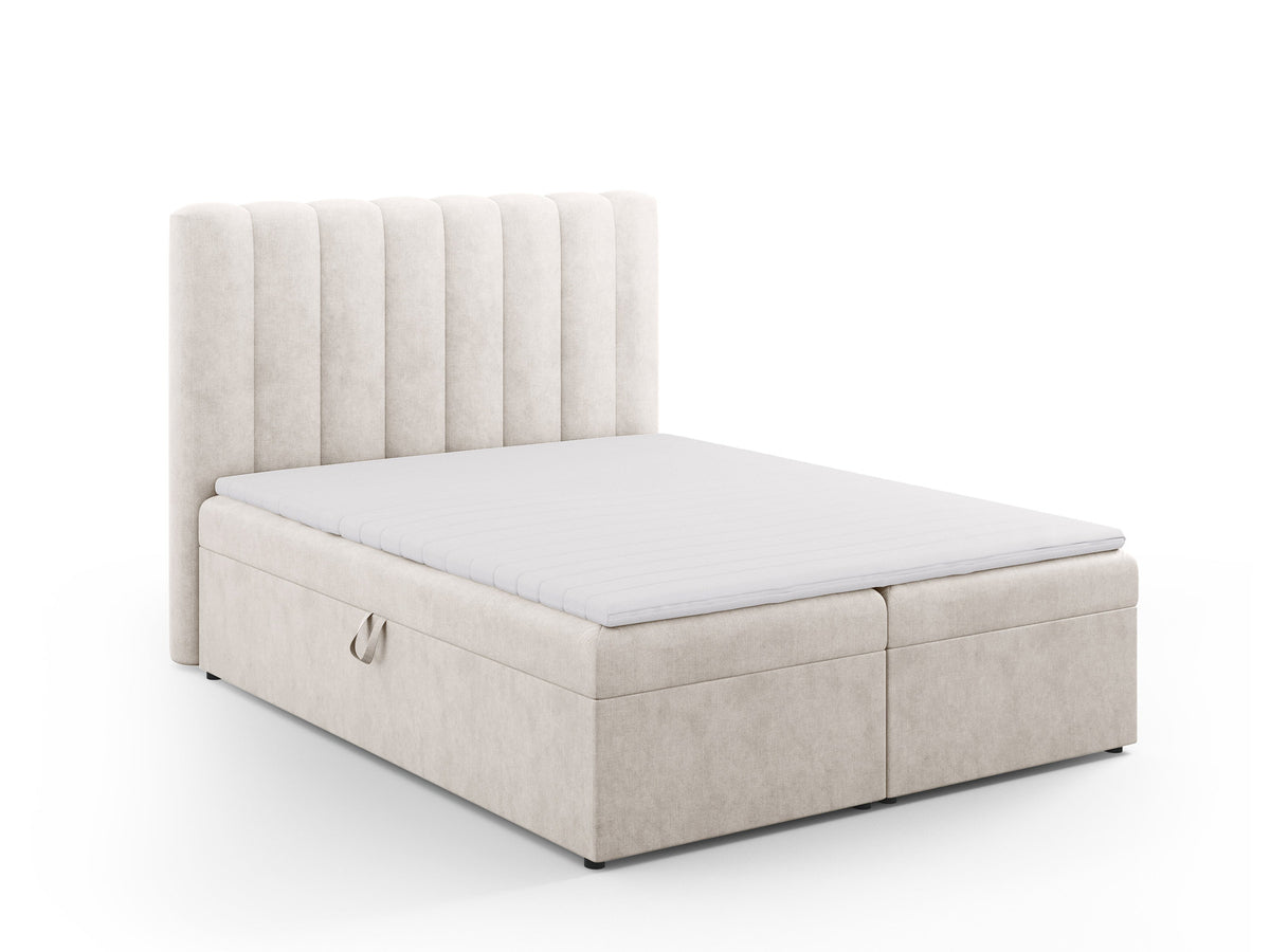 Kelp Boxspringbett Set 160cm: Headboard + Box Springs/Matratze + Matratze Topper in Grey Beige Melange-Moly präsentiert im Onlineshop von KAQTU Design AG. Bett ist von Micadoni