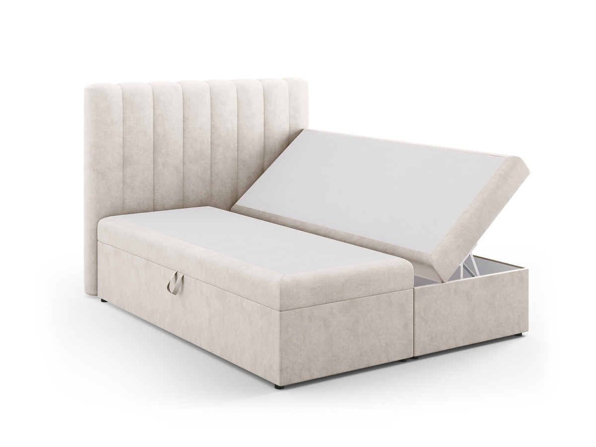 Kelp Boxspringbett Set 160cm: Headboard + Box Springs/Matratze + Matratze Topper in Grey Beige Melange-Moly präsentiert im Onlineshop von KAQTU Design AG. Bett ist von Micadoni