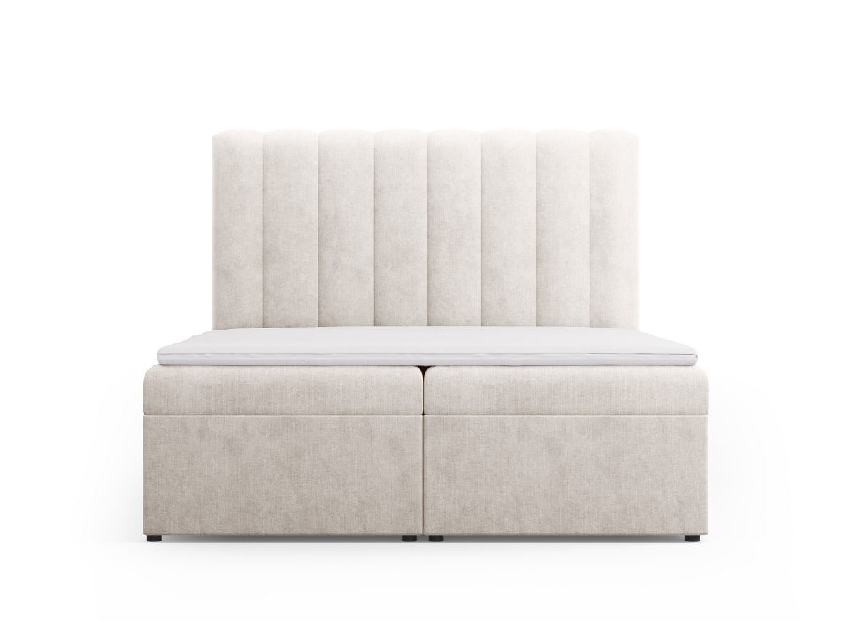 Kelp Boxspringbett Set 160cm: Headboard + Box Springs/Matratze + Matratze Topper in Grey Beige Melange-Moly präsentiert im Onlineshop von KAQTU Design AG. Bett ist von Micadoni