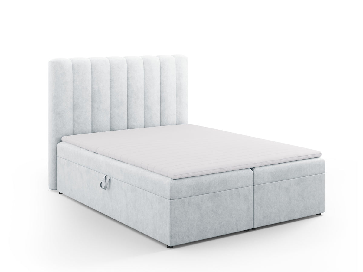 Kelp Boxspringbett Set 160cm: Headboard + Box Springs/Matratze + Matratze Topper in Light Grey-Moly präsentiert im Onlineshop von KAQTU Design AG. Bett ist von Micadoni