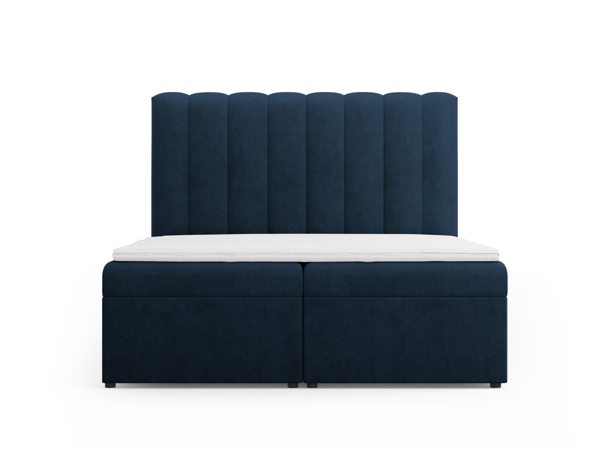 Kelp Boxspringbett Set 160cm: Headboard + Box Springs/Matratze + Matratze Topper in Royal Blue-Moly präsentiert im Onlineshop von KAQTU Design AG. Bett ist von Micadoni