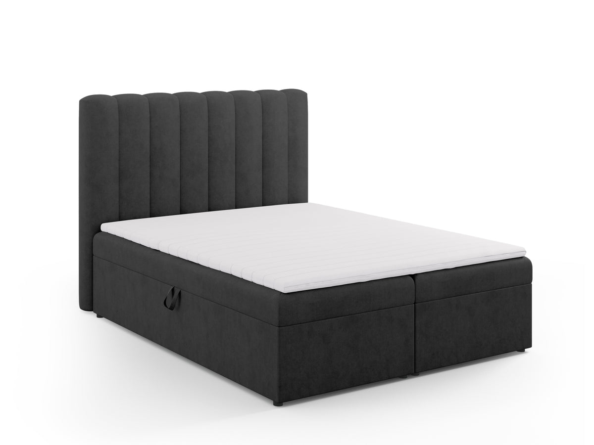 Kelp Boxspringbett Set 160cm: Headboard + Box Springs/Matratze + Matratze Topper in Anthracite-Moly präsentiert im Onlineshop von KAQTU Design AG. Bett ist von Micadoni