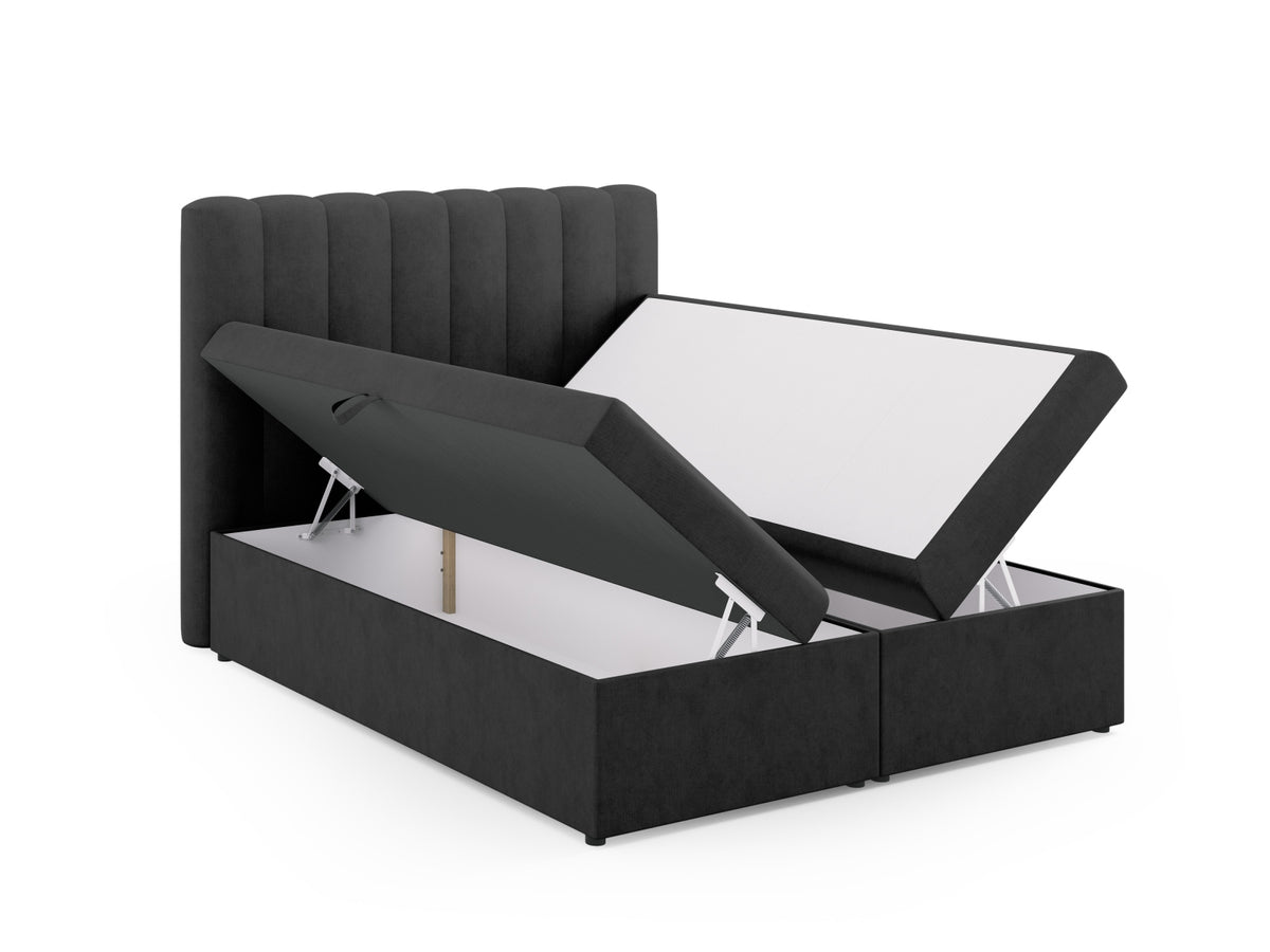 Kelp Boxspringbett Set 160cm: Headboard + Box Springs/Matratze + Matratze Topper in Anthracite-Moly präsentiert im Onlineshop von KAQTU Design AG. Bett ist von Micadoni