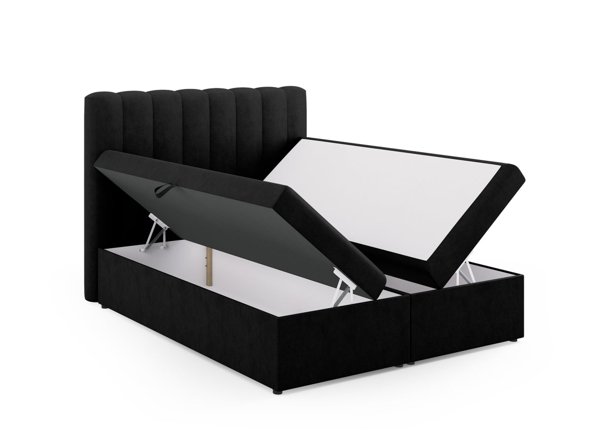 Kelp Boxspringbett Set 160cm: Headboard + Box Springs/Matratze + Matratze Topper in Black-Moly präsentiert im Onlineshop von KAQTU Design AG. Bett ist von Micadoni