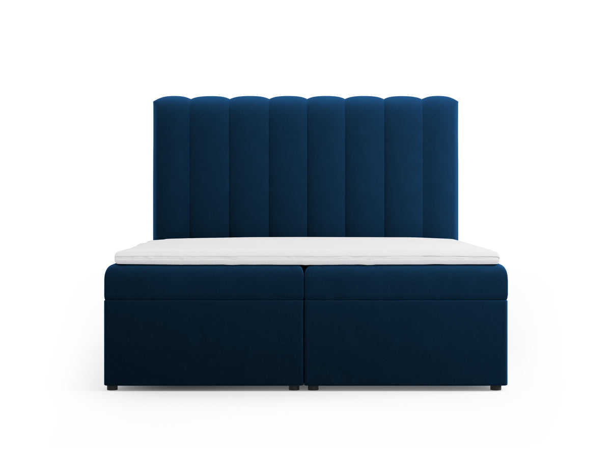 Kelp Boxspringbett Set 160cm: Headboard + Box Springs/Matratze + Matratze Topper in Royal Blue-Bluvel präsentiert im Onlineshop von KAQTU Design AG. Bett ist von Micadoni