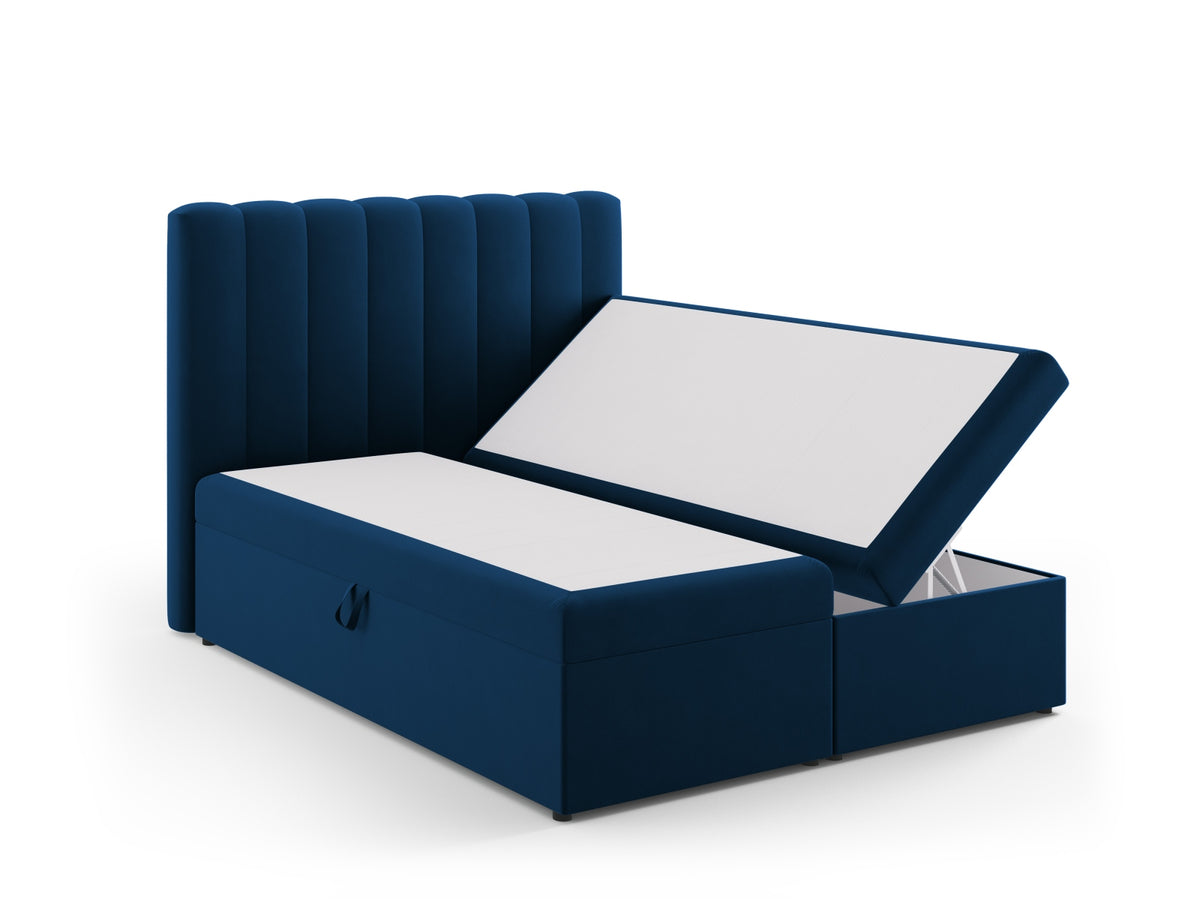 Kelp Boxspringbett Set 160cm: Headboard + Box Springs/Matratze + Matratze Topper in Royal Blue-Bluvel präsentiert im Onlineshop von KAQTU Design AG. Bett ist von Micadoni