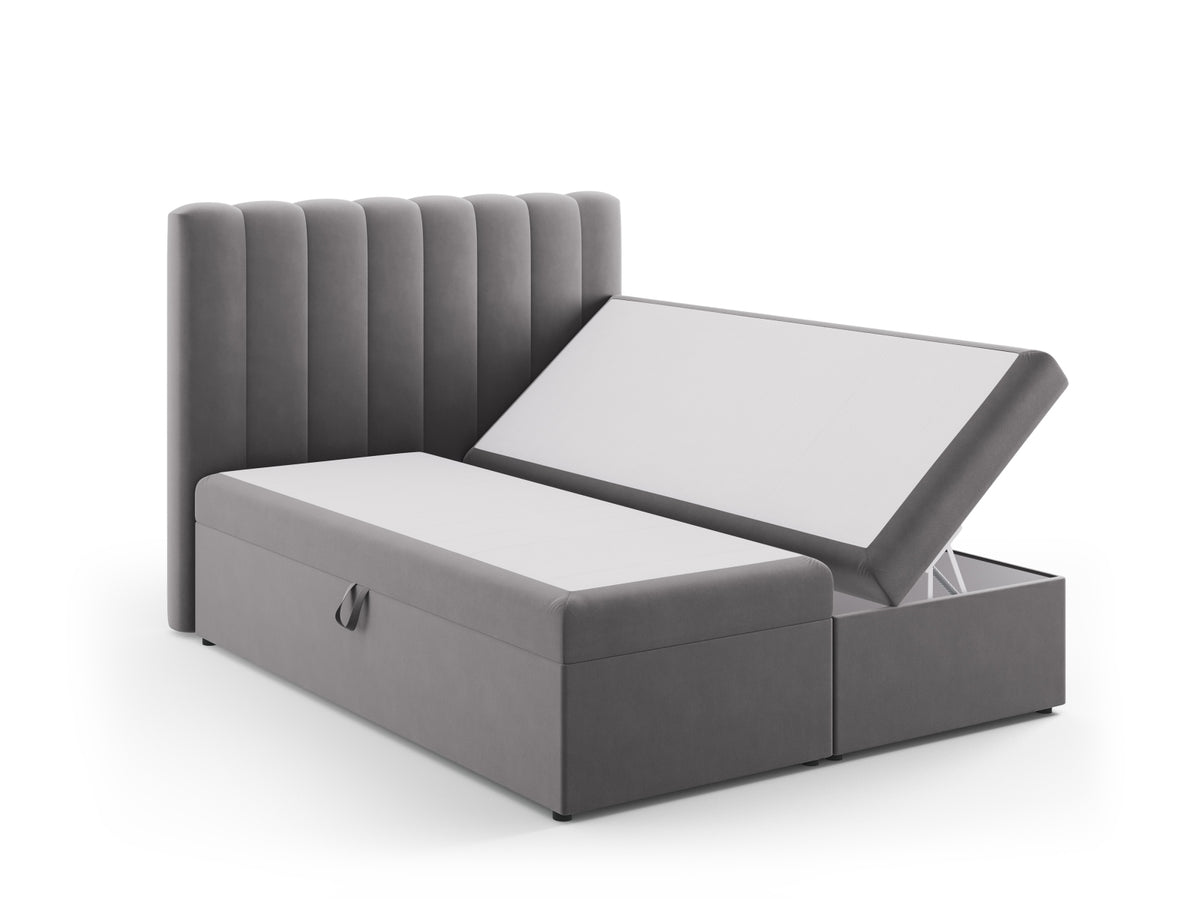 Kelp Boxspringbett Set 160cm: Headboard + Box Springs/Matratze + Matratze Topper in Grey-Bluvel präsentiert im Onlineshop von KAQTU Design AG. Bett ist von Micadoni