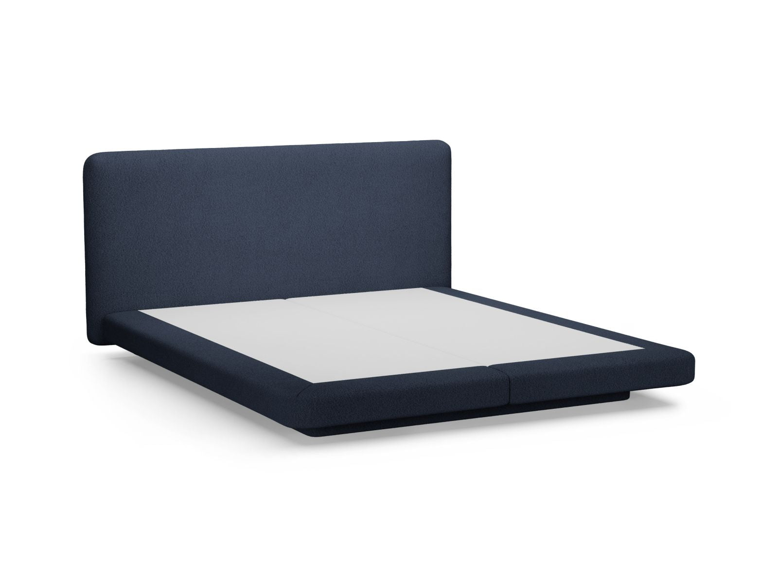 Elegantes Linea Bett von Micadoni mit 180 cm hohem Kopfteil in stilvollem Dunkelblau, ideal für ein modernes Schlafzimmerdesign.