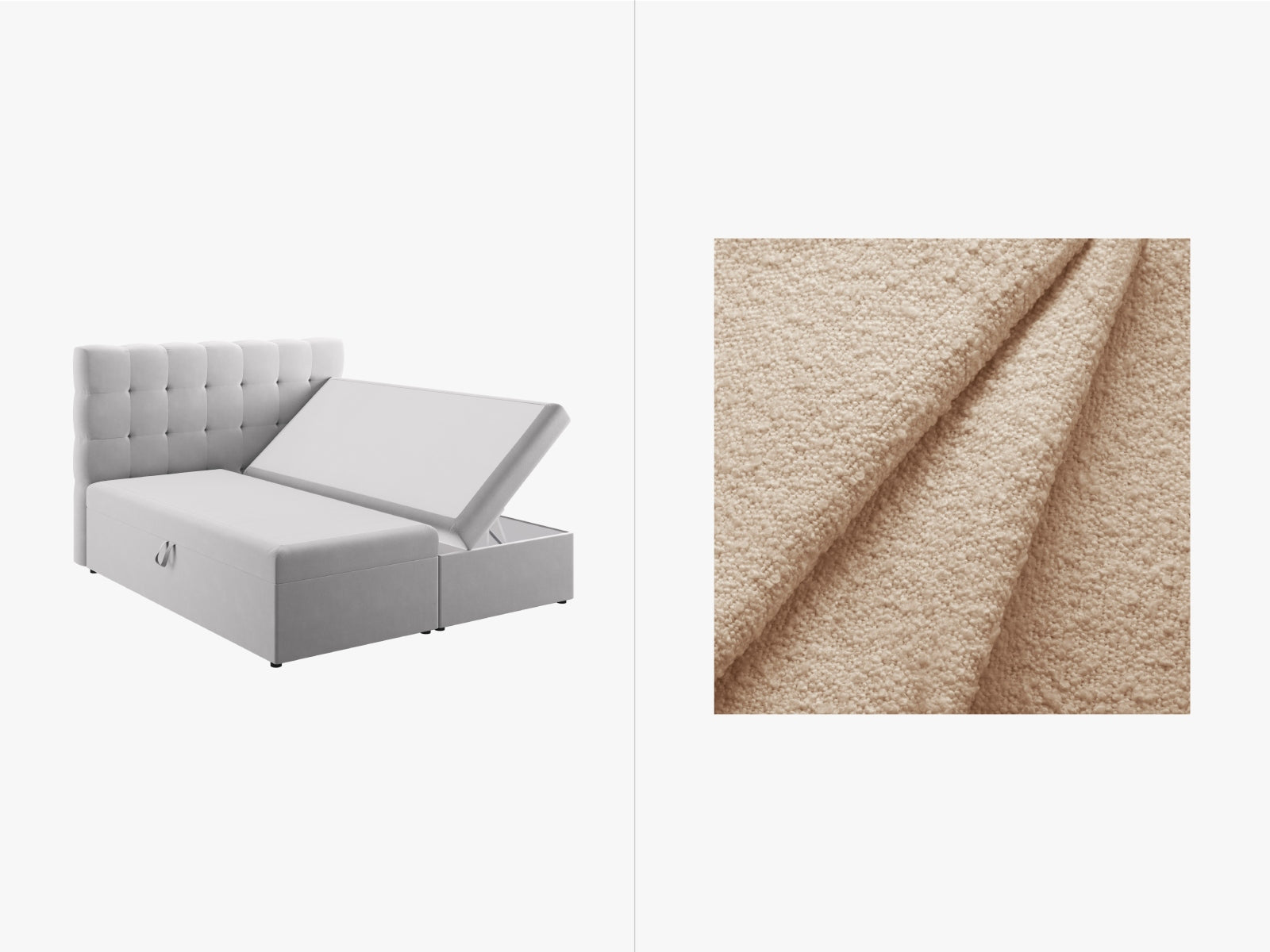 Mamaia Boxspringbett-Set: Headboard + Boxspringmatratze und Topper 180cm in Beige/Schwarz-Baloo präsentiert im Onlineshop von KAQTU Design AG. Bett ist von Micadoni