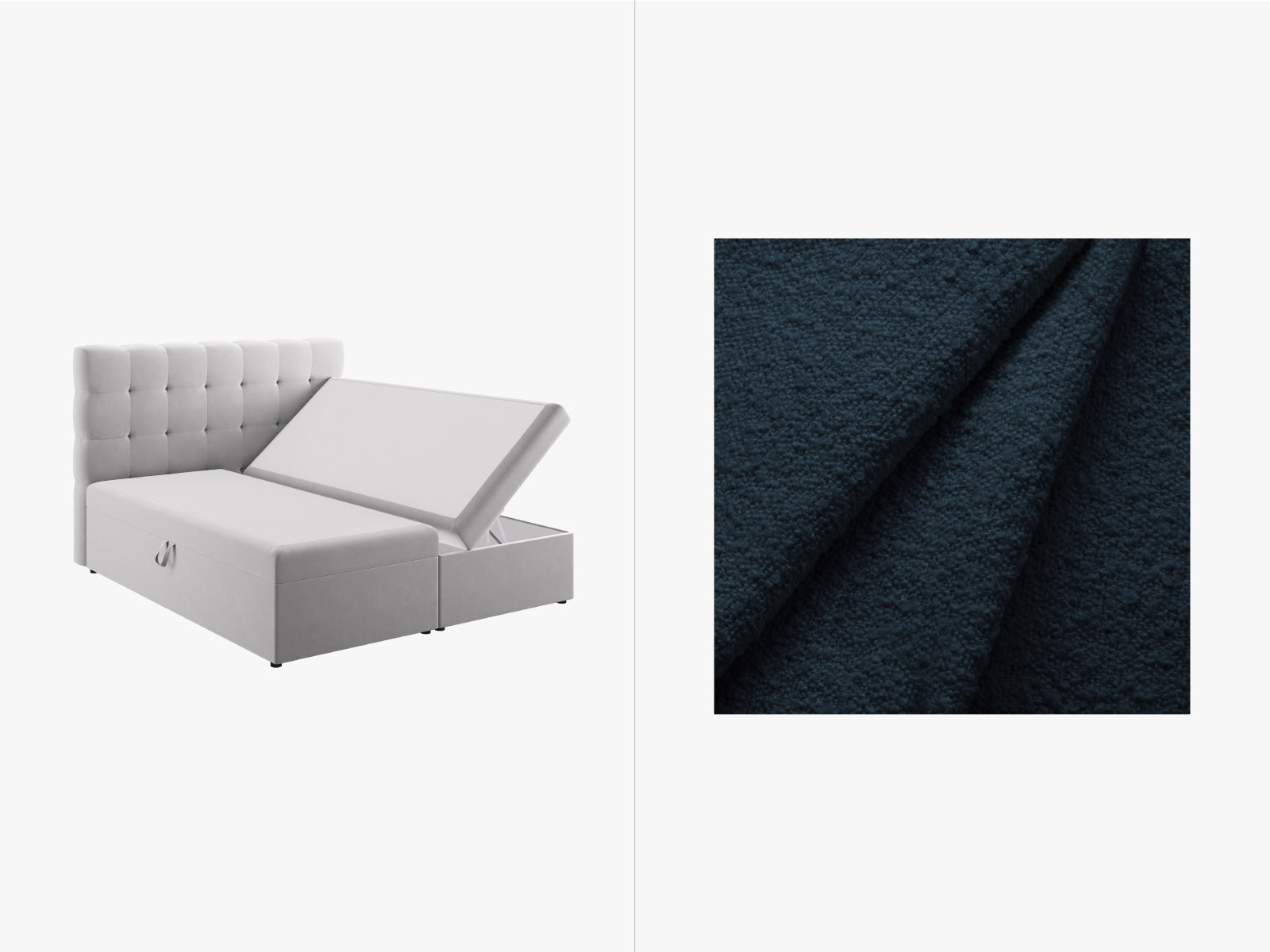 Mamaia Boxspring Bed Set: Headboard + Boxspringmatratze und Topper  180cm in Dark Blue/Schwarz präsentiert im Onlineshop von KAQTU Design AG. Bett ist von Micadoni