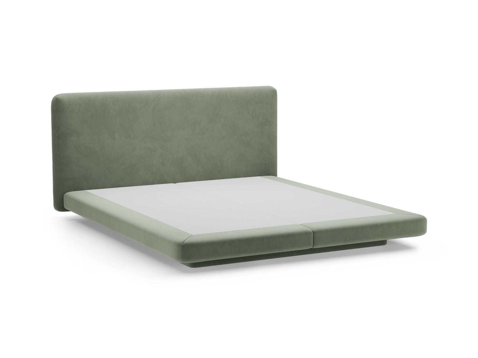 Elegantes Linea Bett mit 180 cm hohem Kopfteil aus grünem Magic Velvet, ideal für stilvolle Schlafzimmergestaltung.