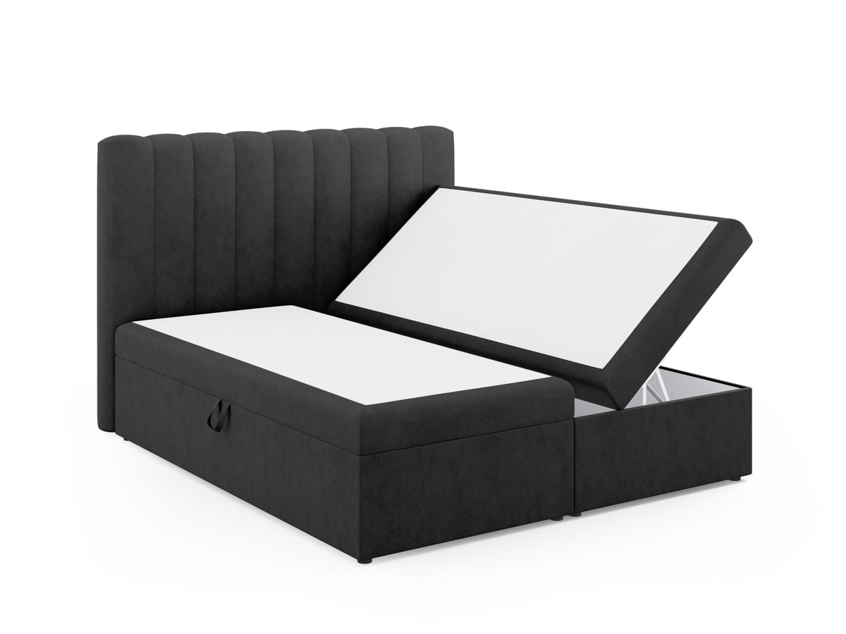 Kelp Boxspringbett Set 180cm: Headboard + Box Springs/Matratze + Matratze Topper in Anthracite-Moly präsentiert im Onlineshop von KAQTU Design AG. Bett ist von Micadoni