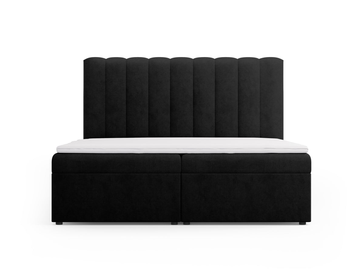 Kelp Boxspringbett Set 180cm: Headboard + Box Springs/Matratze + Matratze Topper in Black-Moly präsentiert im Onlineshop von KAQTU Design AG. Bett ist von Micadoni