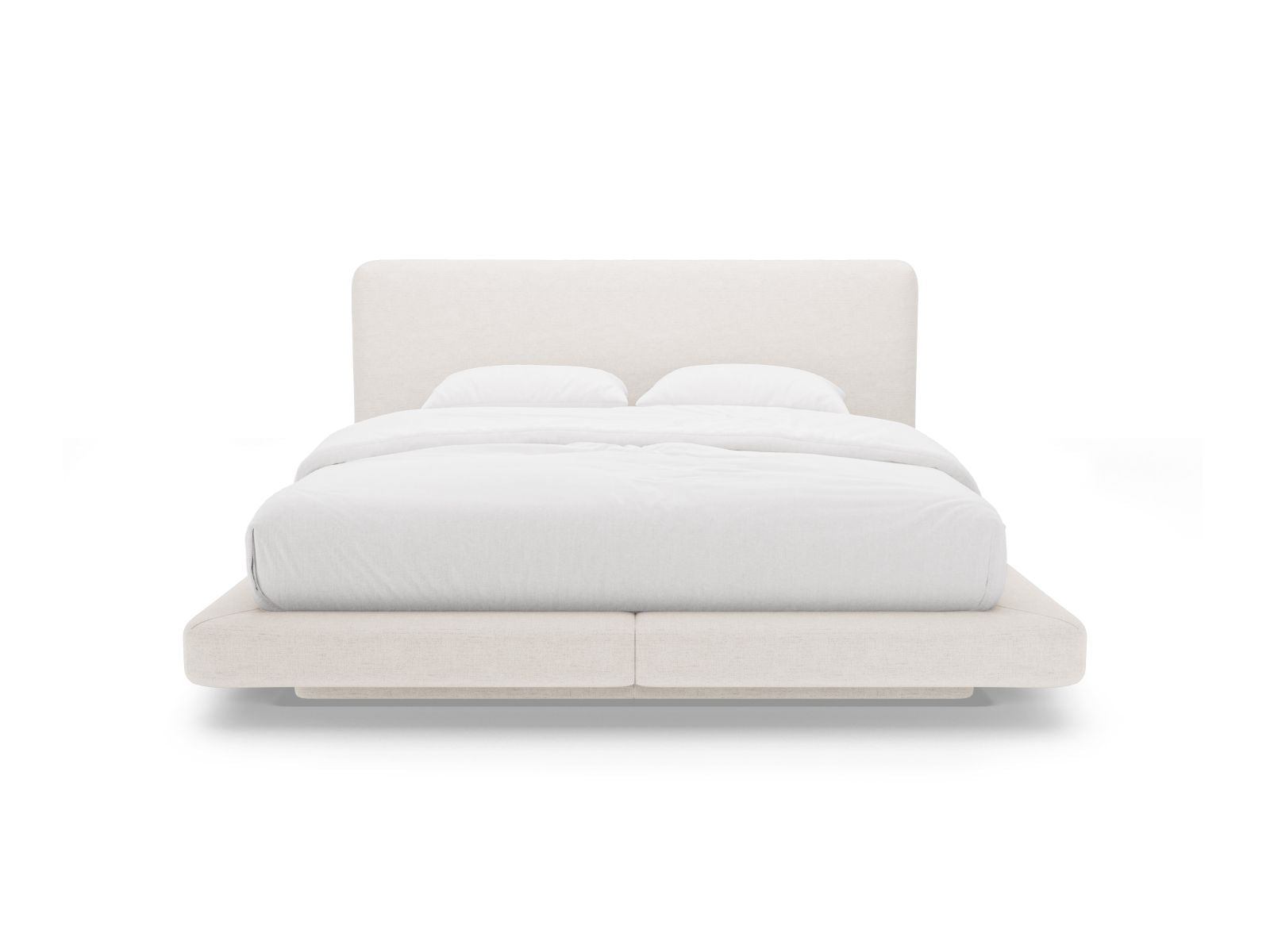 Elegantes Linea Bett mit 180 cm Kopfteil in sanftem Light Beige von Micadoni, ideal für stilvolle Schlafzimmergestaltung.