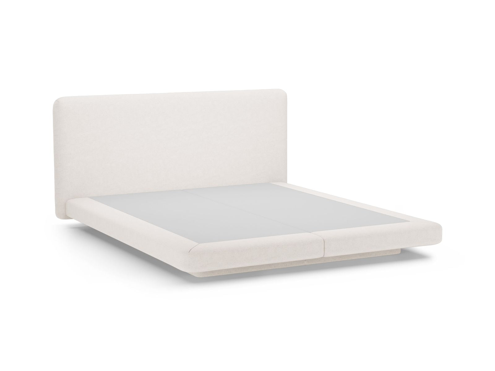 Elegantes Linea Bett von Micadoni mit 180 cm hohem Kopfteil in sanftem Beige, ideal für stilvolle Schlafzimmergestaltung.