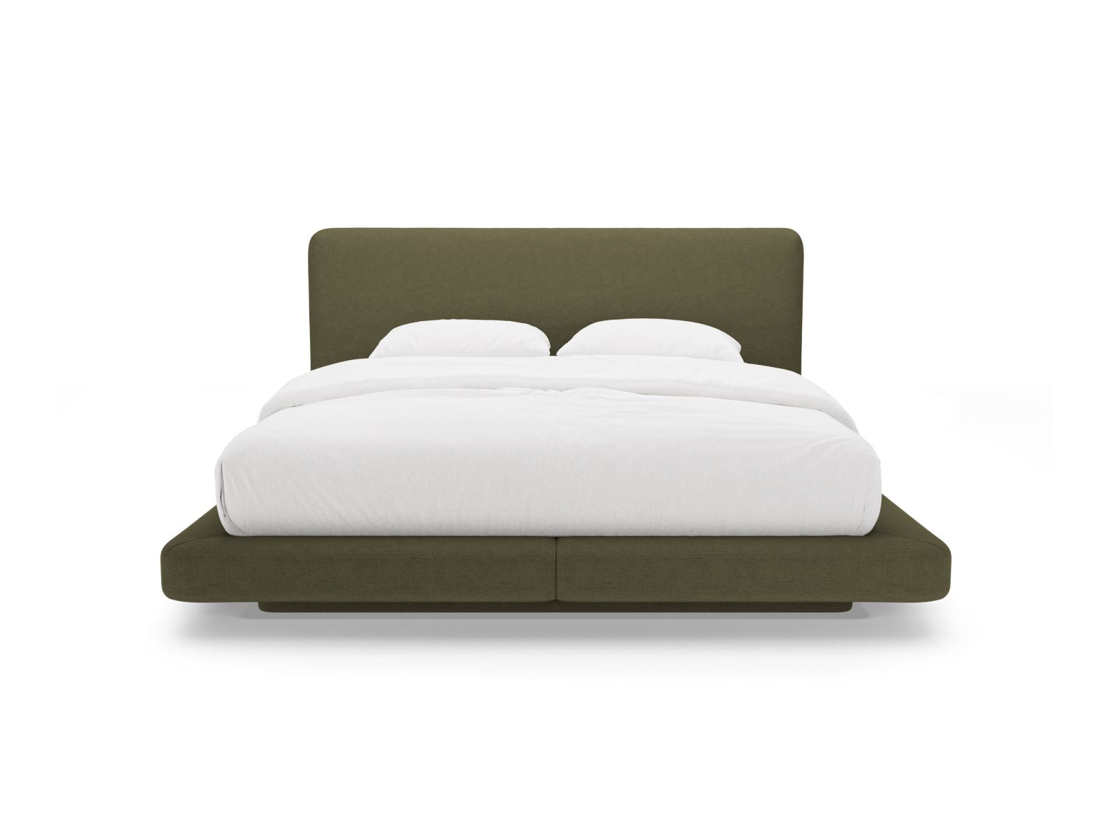 Elegantes Linea Bett mit 180 cm Kopfteil in stilvollem Green-Moly, ideal für modernes Schlafzimmerdesign von Micadoni.