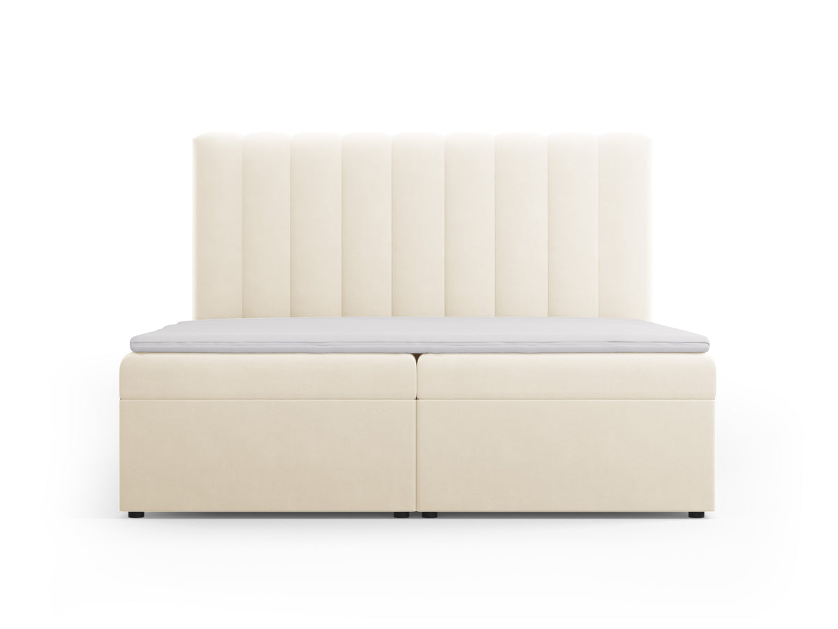 Kelp Boxspringbett Set 180cm: Headboard + Box Springs/Matratze + Matratze Topper in Light Beige-Bluvel präsentiert im Onlineshop von KAQTU Design AG. Bett ist von Micadoni