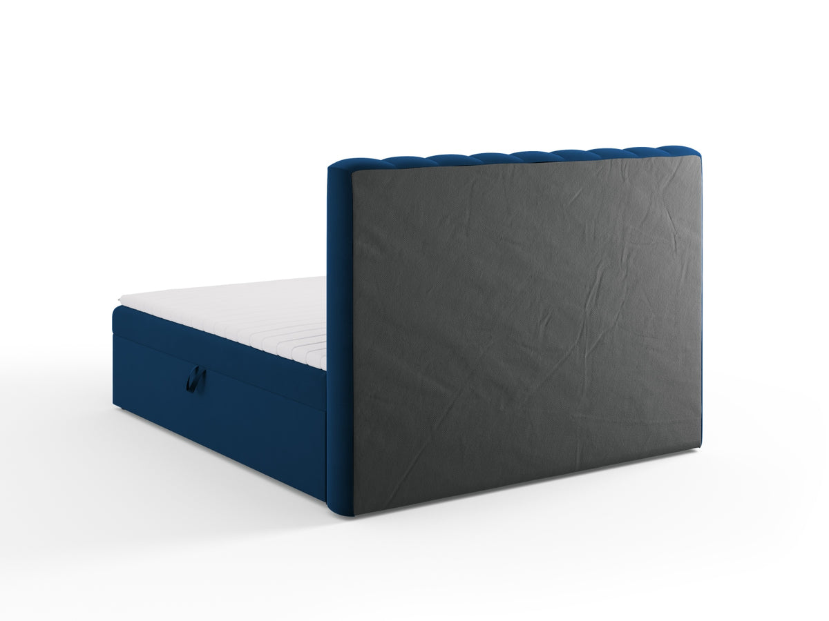 Kelp Boxspringbett Set 180cm: Headboard + Box Springs/Matratze + Matratze Topper in Royal Blue-Bluvel präsentiert im Onlineshop von KAQTU Design AG. Bett ist von Micadoni