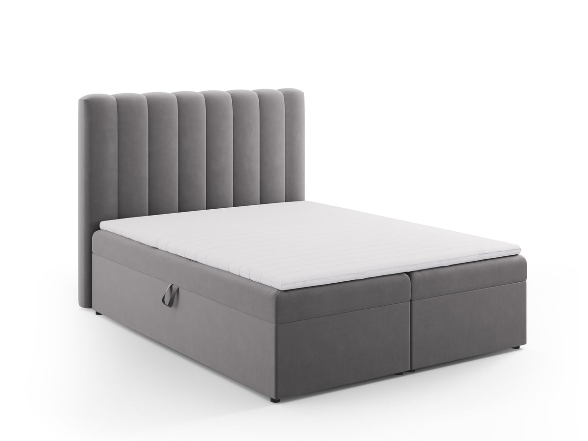 Kelp Boxspringbett Set 180cm: Headboard + Box Springs/Matratze + Matratze Topper in Grey-Bluvel präsentiert im Onlineshop von KAQTU Design AG. Bett ist von Micadoni