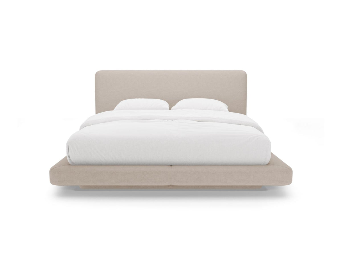Linea Bett mit Kopfteil von Micadoni mit Stoffbezug und schwarzen Kunststoffbeinen
