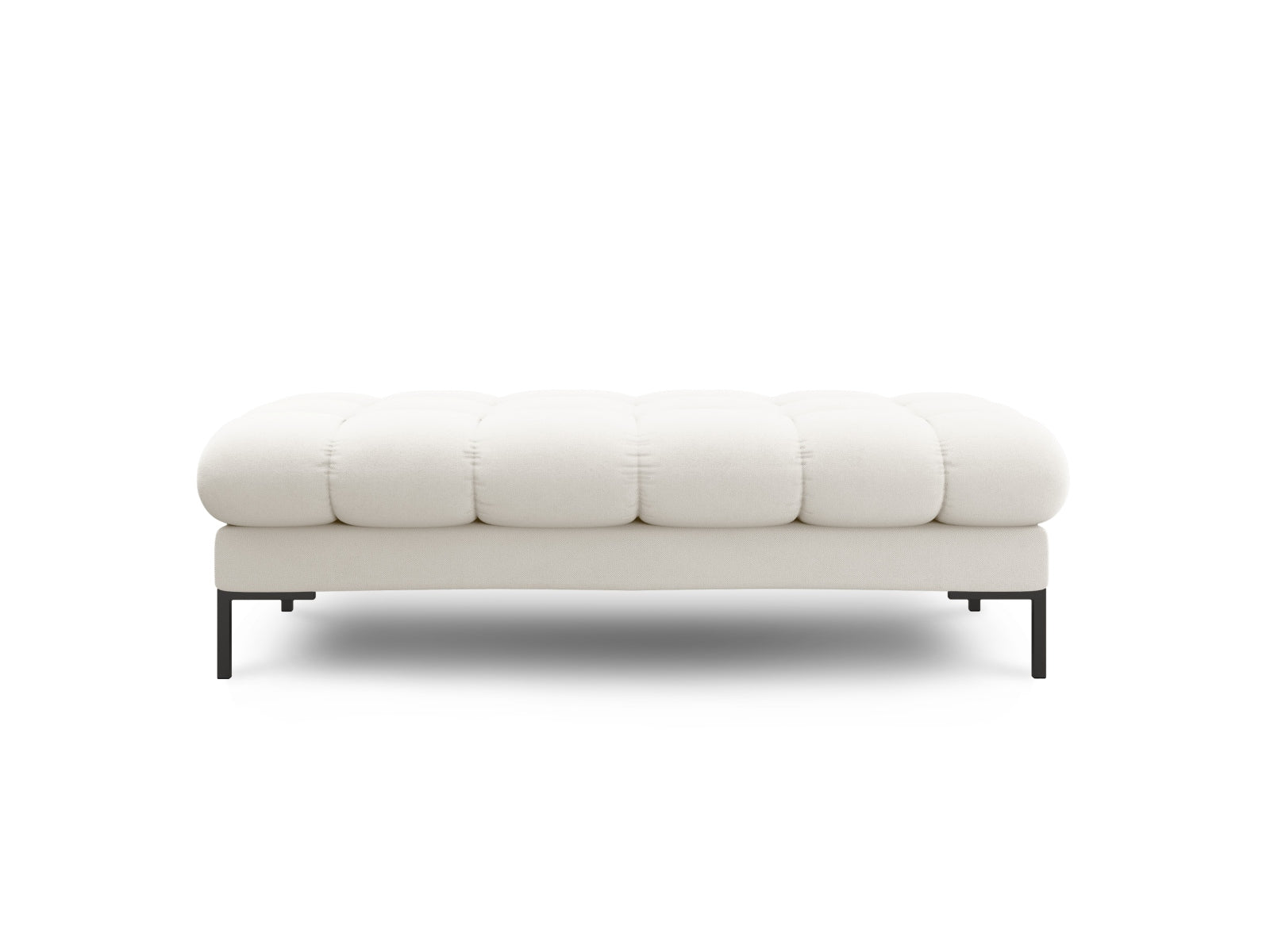 Elegante Mamaia 2-Sitzer-Sitzbank in sanftem Beige und stilvollem Schwarz, ideal für moderne Wohnräume und gemütliche Sitzgelegenheiten.