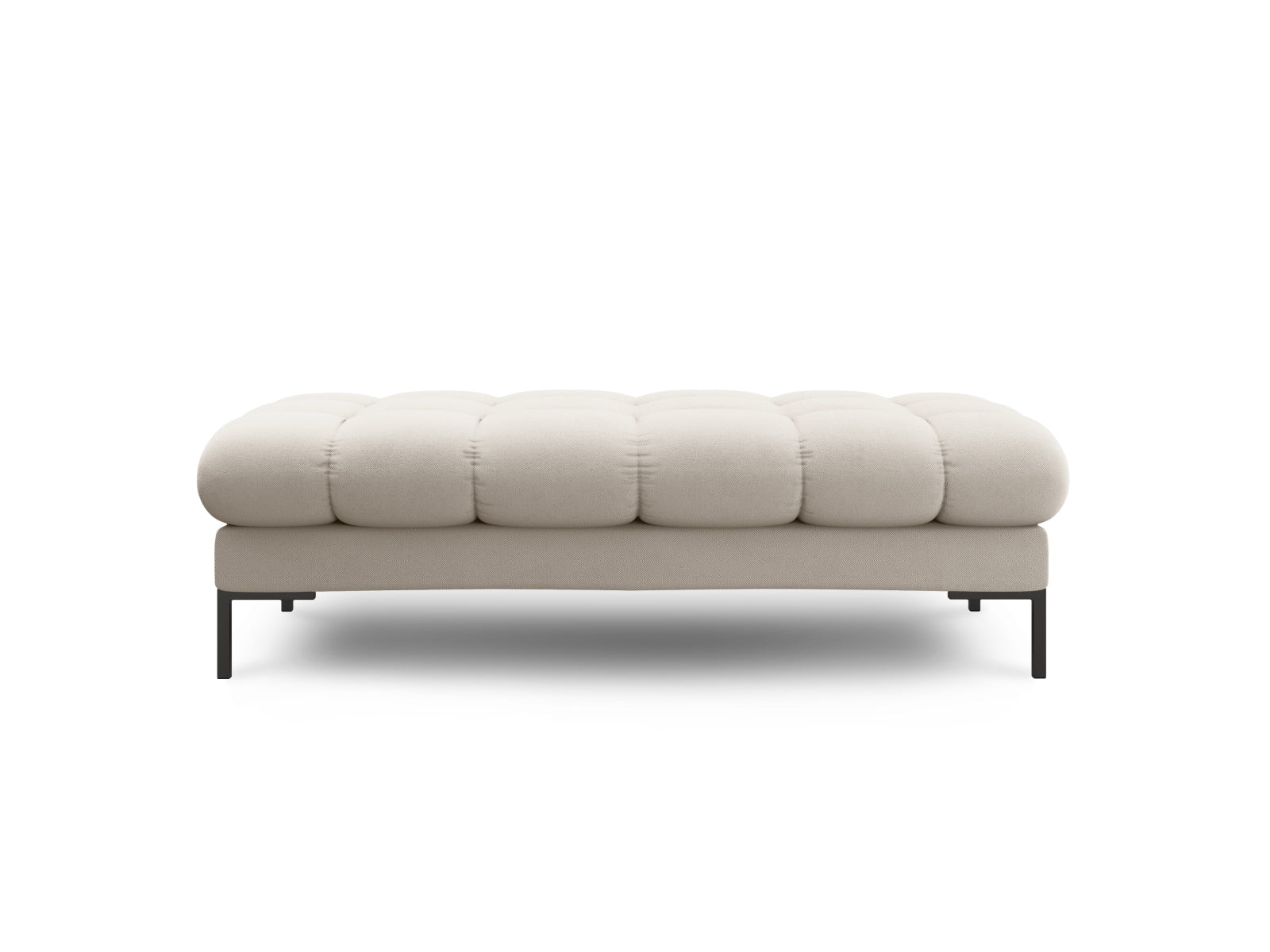Elegante Mamaia 2-Sitzer-Sitzbank in stilvollem Beige und Schwarz, ideal für moderne Wohnräume. Hochwertige Verarbeitung von Micadoni.