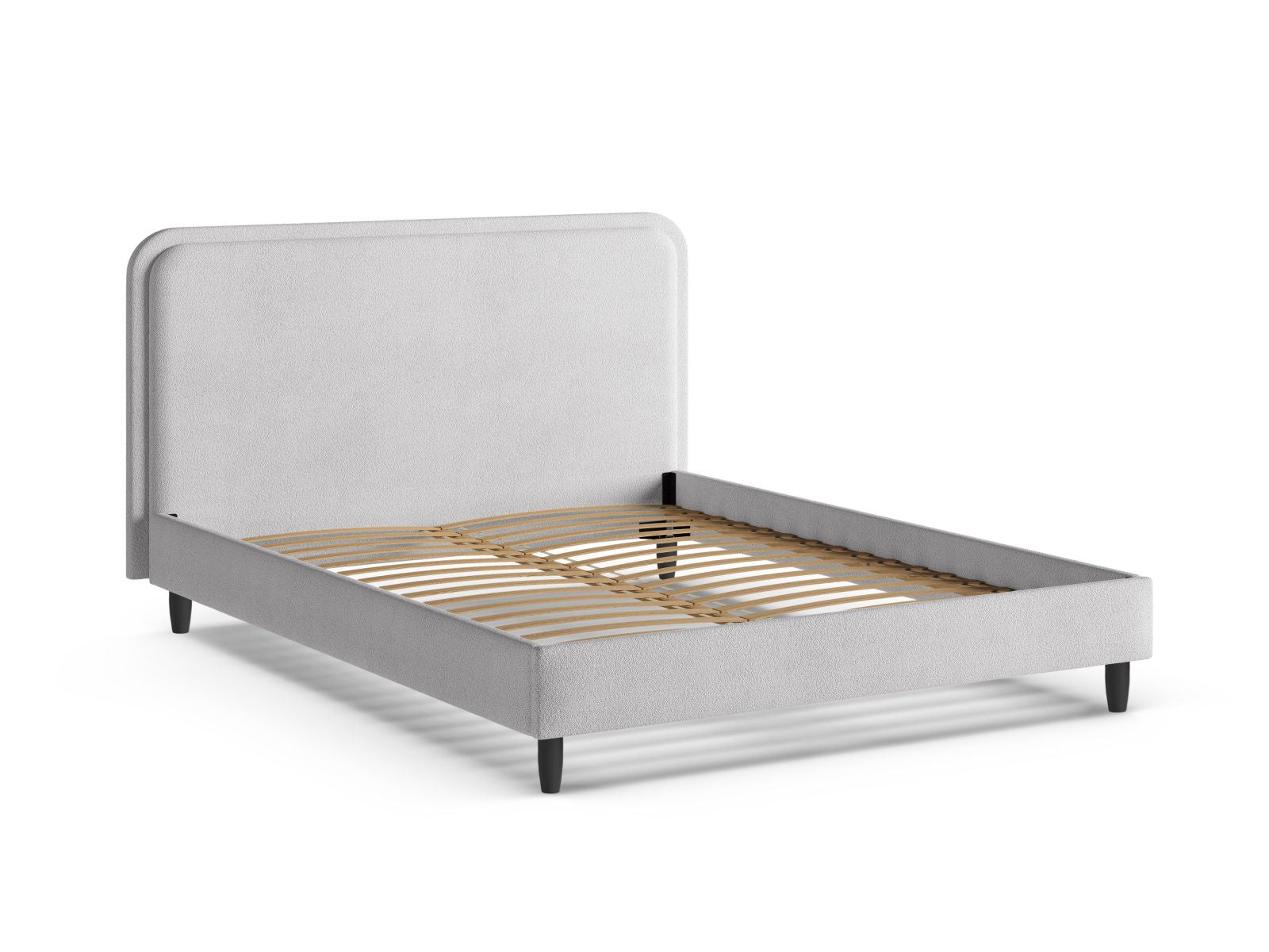 Elegantes Aveline Bett mit 140 cm Kopfteil in sanftem Light Grey-Baloo, ideal für stilvolle und komfortable Schlafzimmer.
