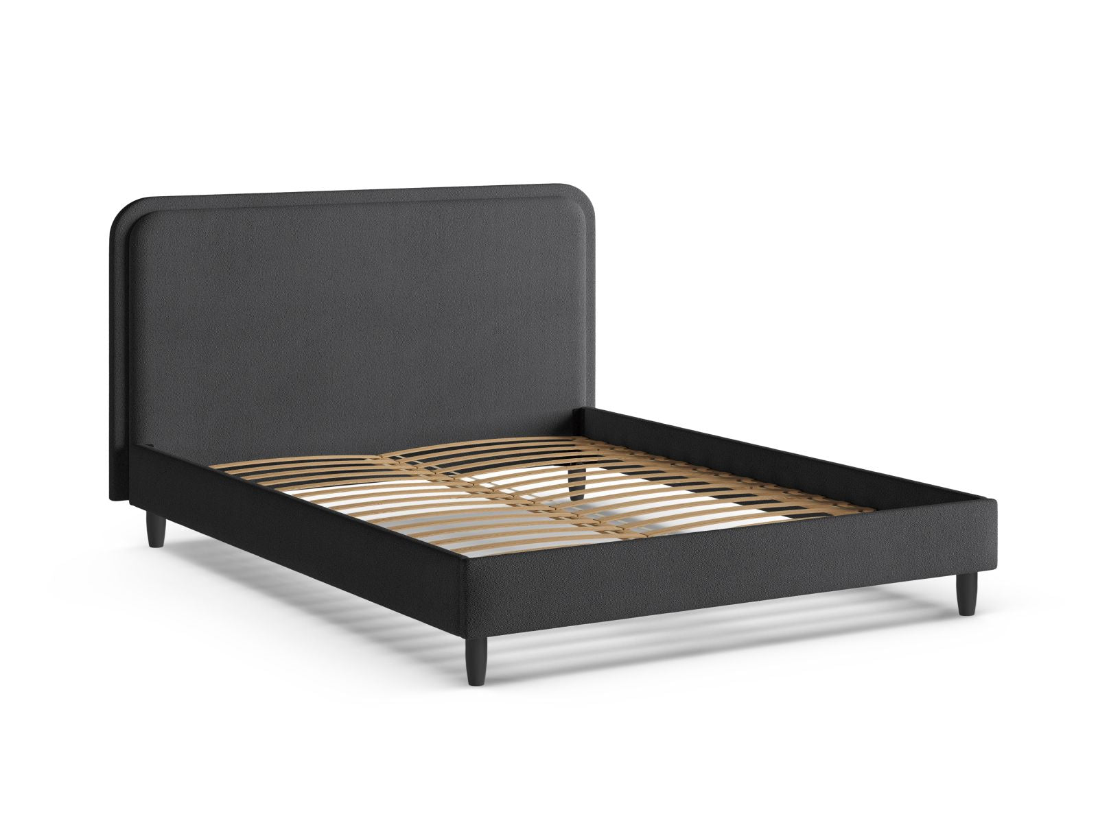 Elegantes Aveline Bett in Dunkelgrau mit 140 cm Kopfteil, ideal für ein modernes Schlafzimmer. Hochwertige Materialien von Micadoni.