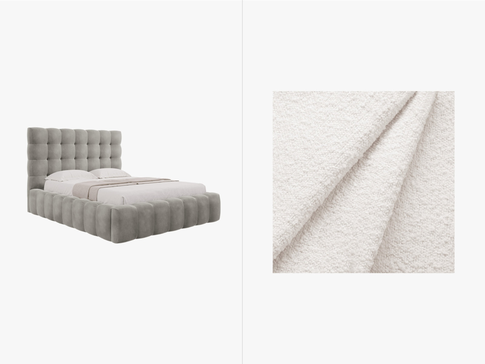 Mamaia Boucle Bett mit Stauraum und Headboard  165cm in White/Schwarz präsentiert im Onlineshop von KAQTU Design AG. Bett ist von Micadoni