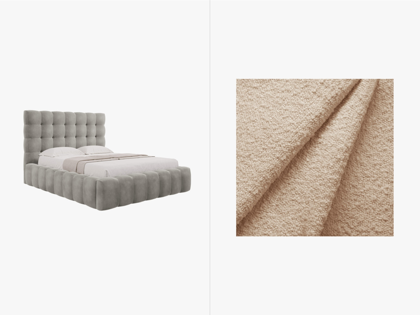 Mamaia Boucle Bett mit Stauraum und Headboard  165cm in Beige/Schwarz präsentiert im Onlineshop von KAQTU Design AG. Bett ist von Micadoni