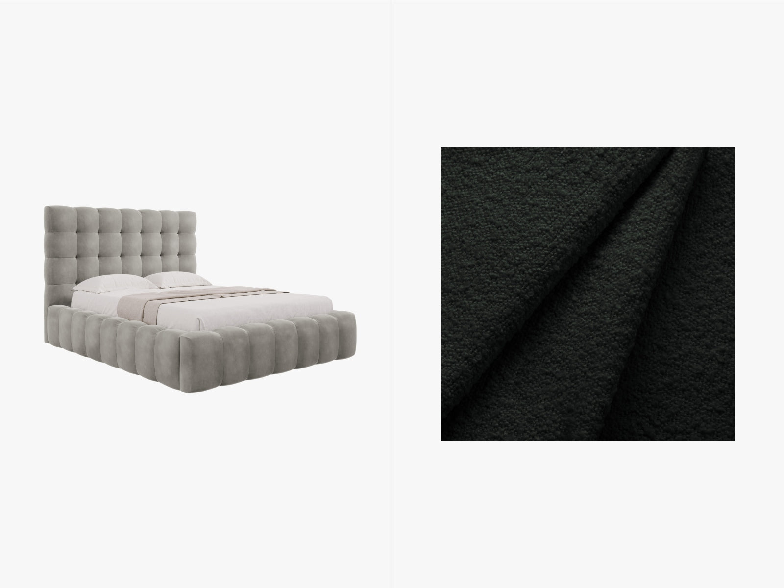 Mamaia Boucle Bett mit Stauraum und Headboard  165cm in Black/Schwarz präsentiert im Onlineshop von KAQTU Design AG. Bett ist von Micadoni