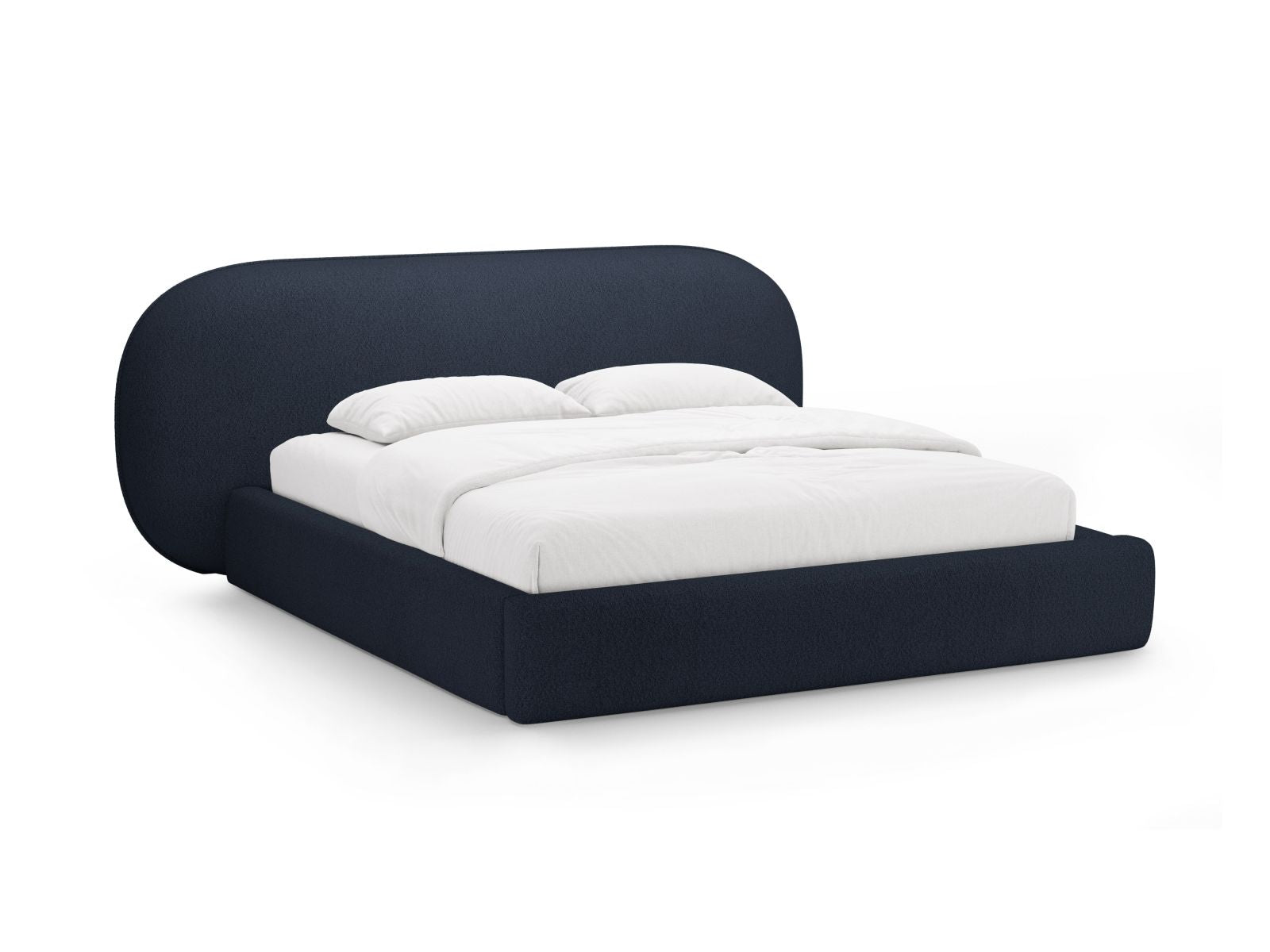 Ovalo Bett mit Stauraum mit Kopfteil 140cm in Dark Blue-Baloo präsentiert im Onlineshop von KAQTU Design AG. Bett ist von Micadoni