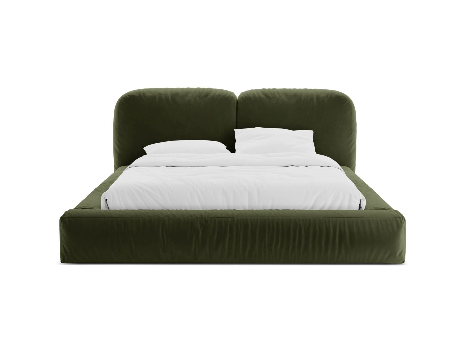 Elegantes Martina Bett mit 140 cm Breite, Stauraum und stilvollem Kopfteil in Green-Vogue, ideal für moderne Schlafzimmer.