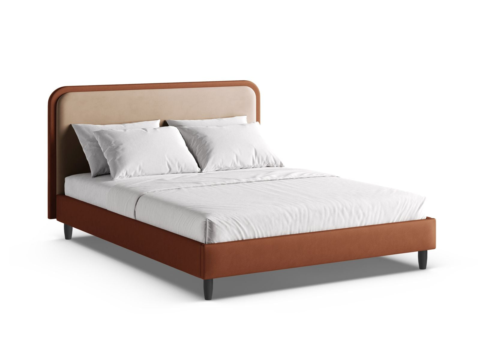 Aveline Bett mit Kopfteil 140cm in Almond Beige, Maroon-Magic Velvet,Vega präsentiert im Onlineshop von KAQTU Design AG. Bett ist von Micadoni