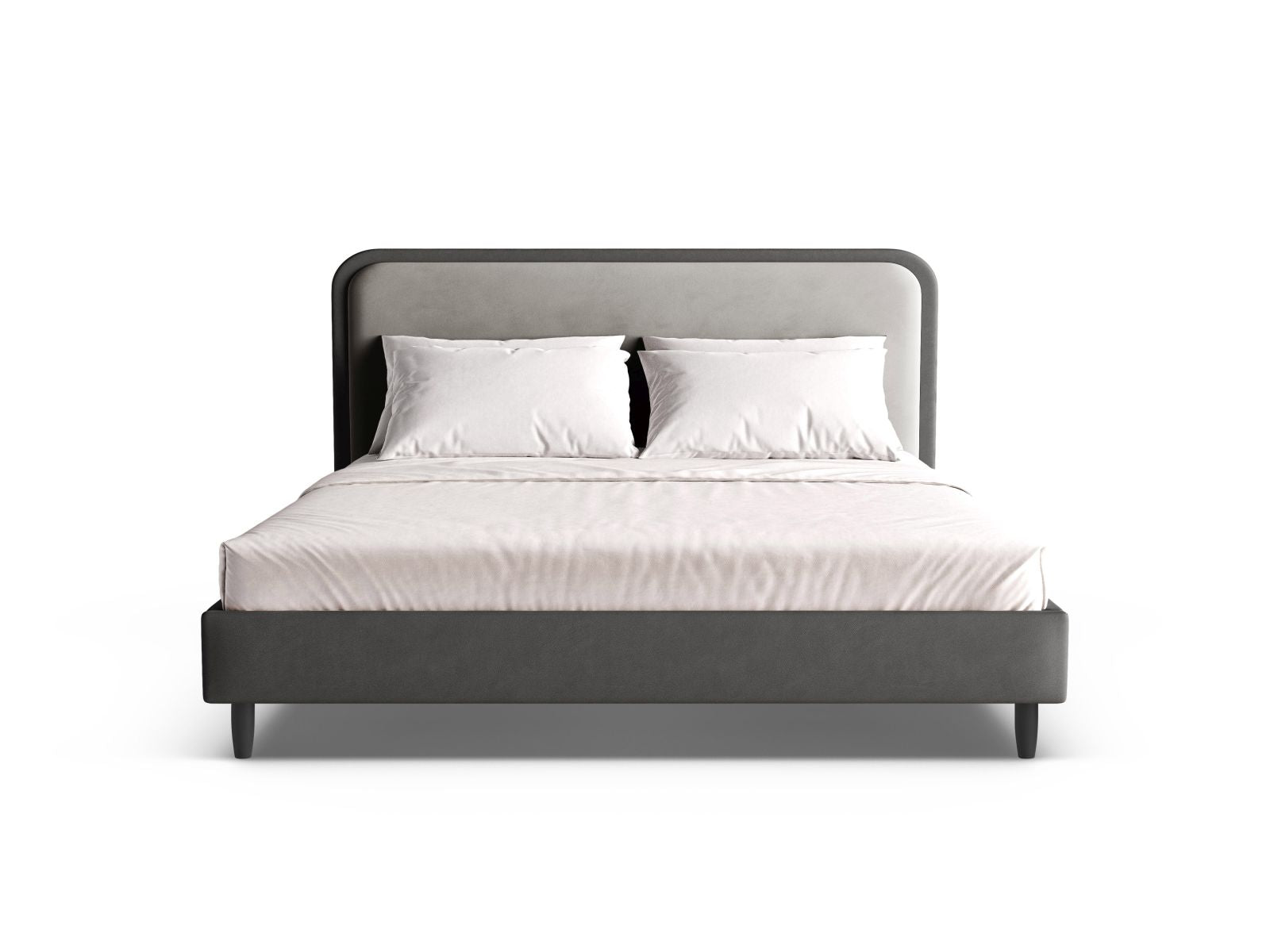 Elegantes Aveline Bett mit 140 cm Kopfteil in Dunkelgrau aus Magic Velvet, ideal für stilvolle Schlafzimmergestaltung.