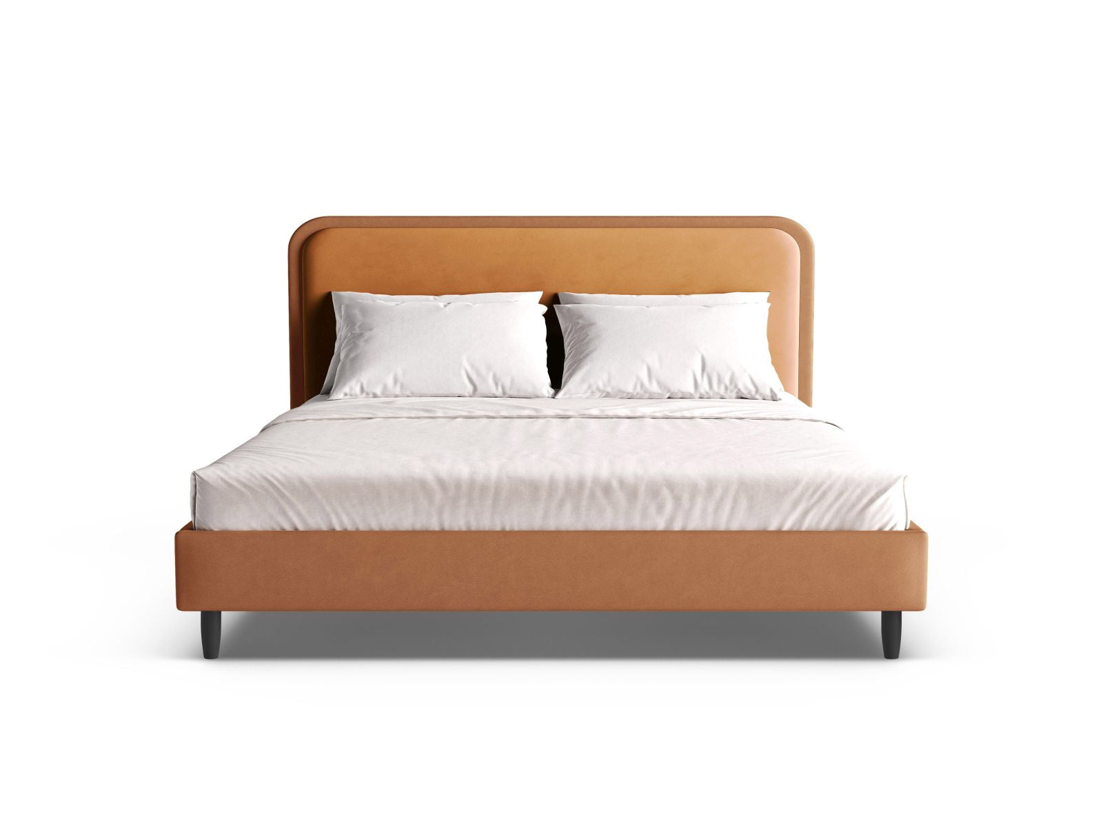 Elegantes Aveline Bett mit 140 cm Kopfteil in warmem Camel, gefertigt aus hochwertigem Honey-Magic Velvet von Micadoni.