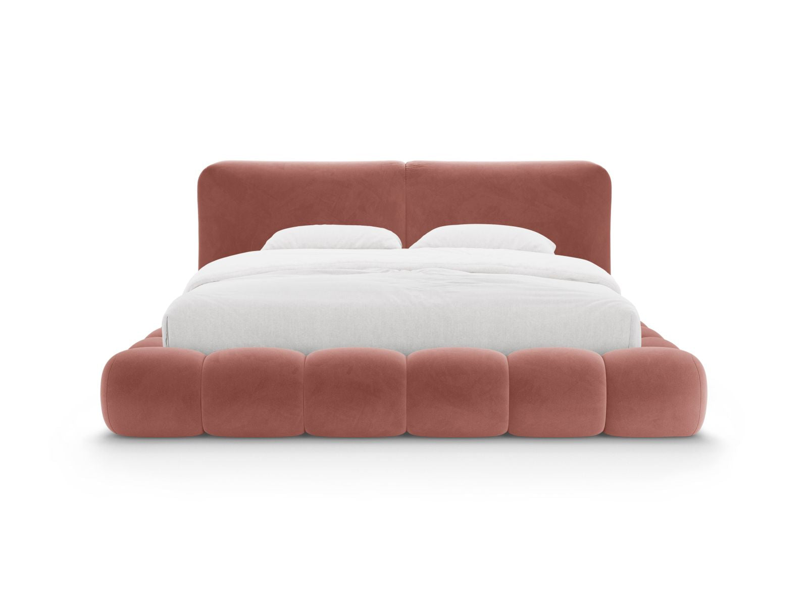 Elegantes Solange Bett in Pink-Magic Velvet mit praktischem Stauraum und stilvollem Kopfteil, ideal für moderne Schlafzimmer.