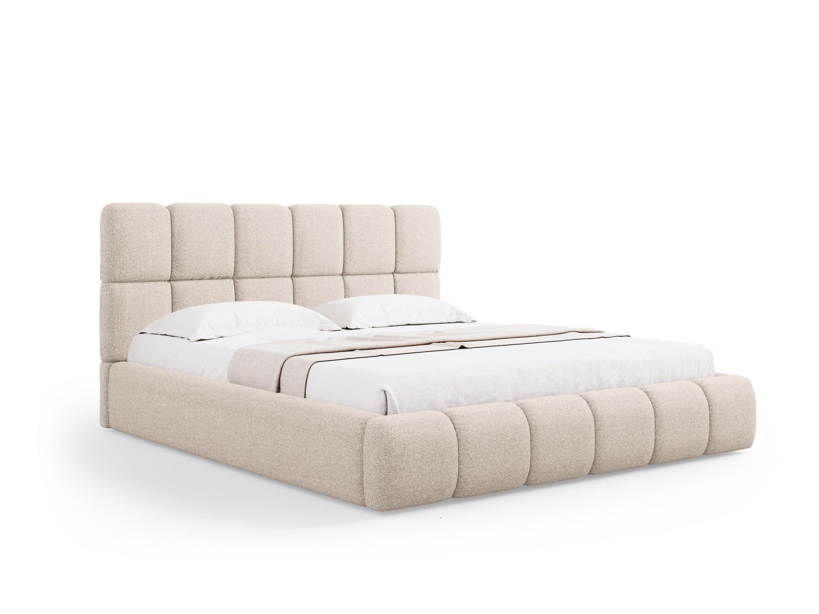 Bellis Bett mit Stauraum und Headboard  160cm in Beige präsentiert im Onlineshop von KAQTU Design AG. Bett ist von Micadoni